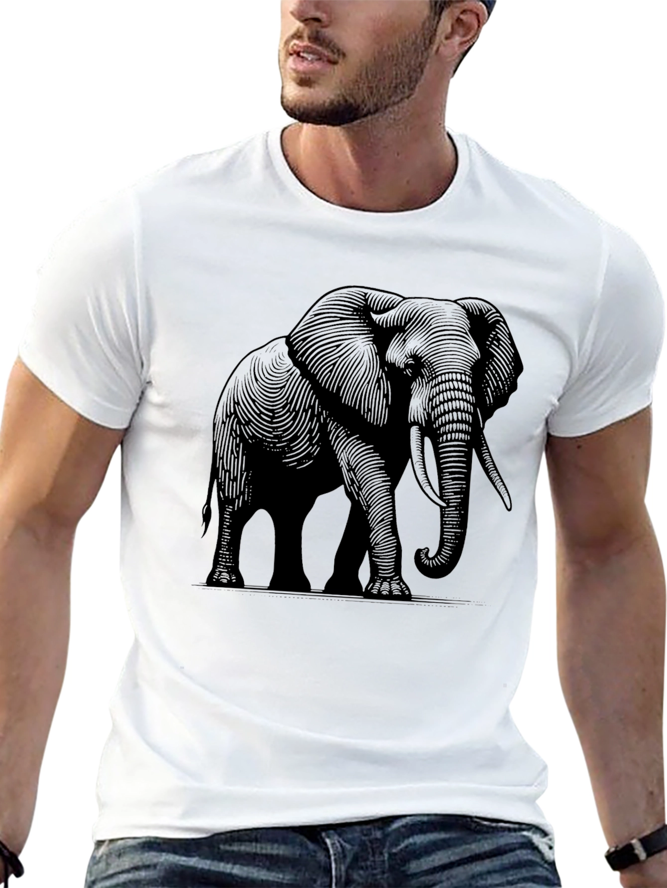 Elephant Graphic Tee - Stylish Black Cotton T-Shirt