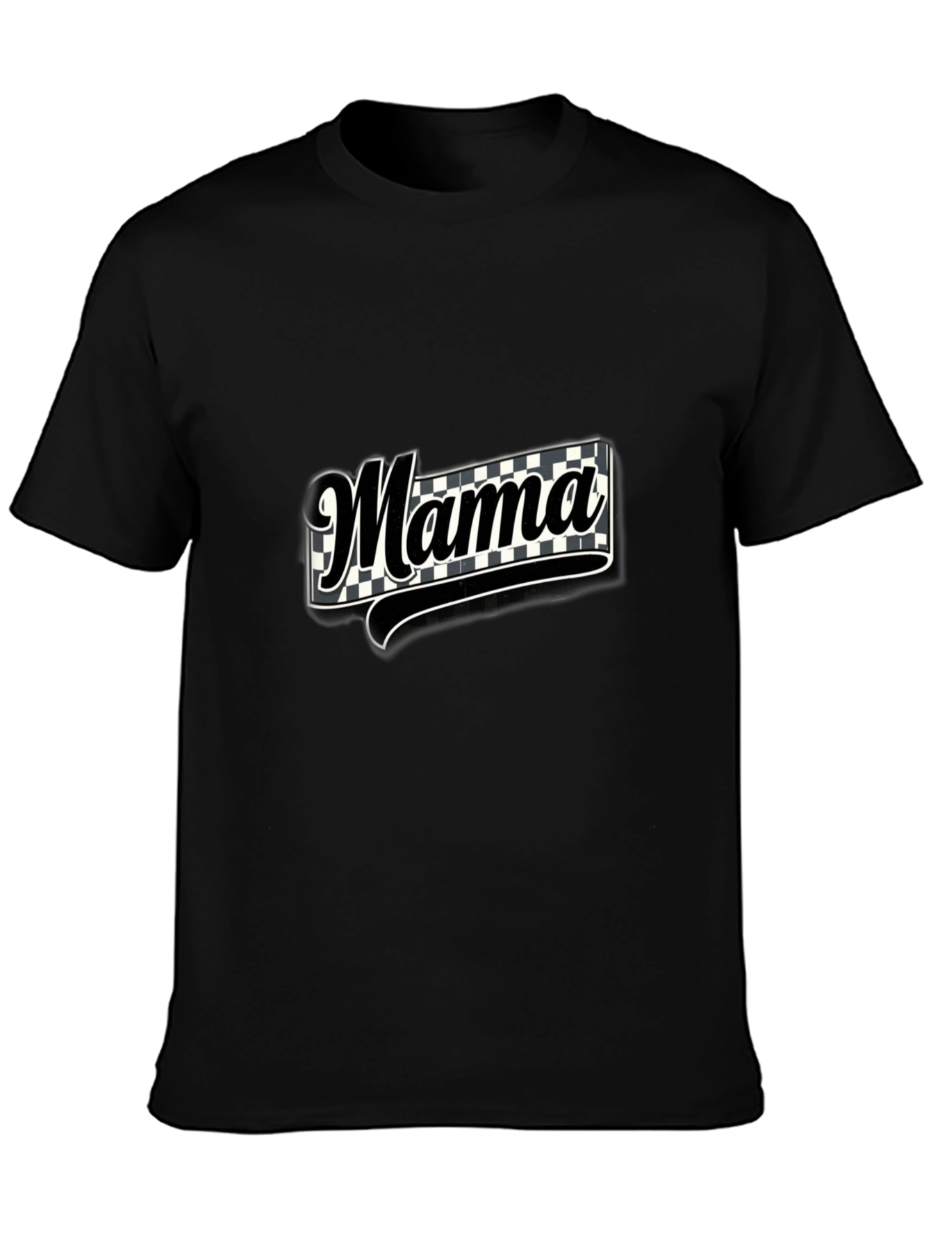 Mama Checkered Graphic Tee - Black T-Shirt