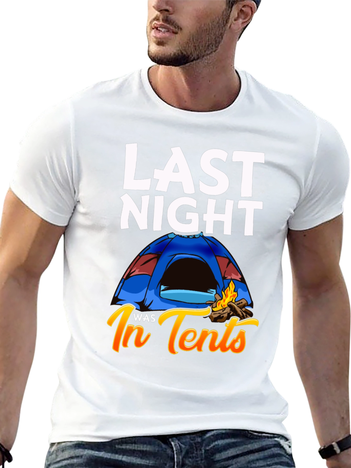 Last Night In Tents T-Shirt Funny Camping Tee