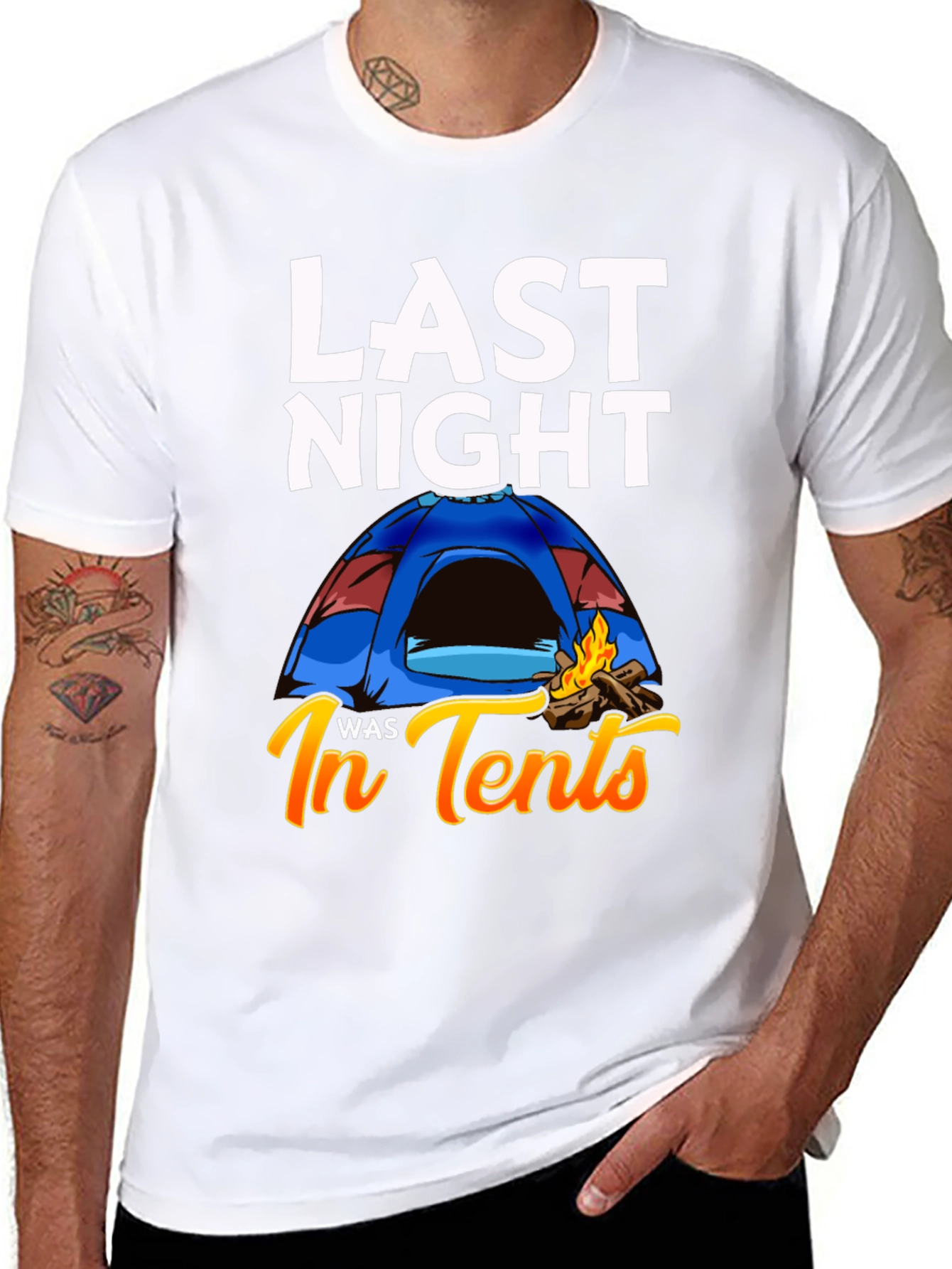 Last Night In Tents T-Shirt Funny Camping Tee