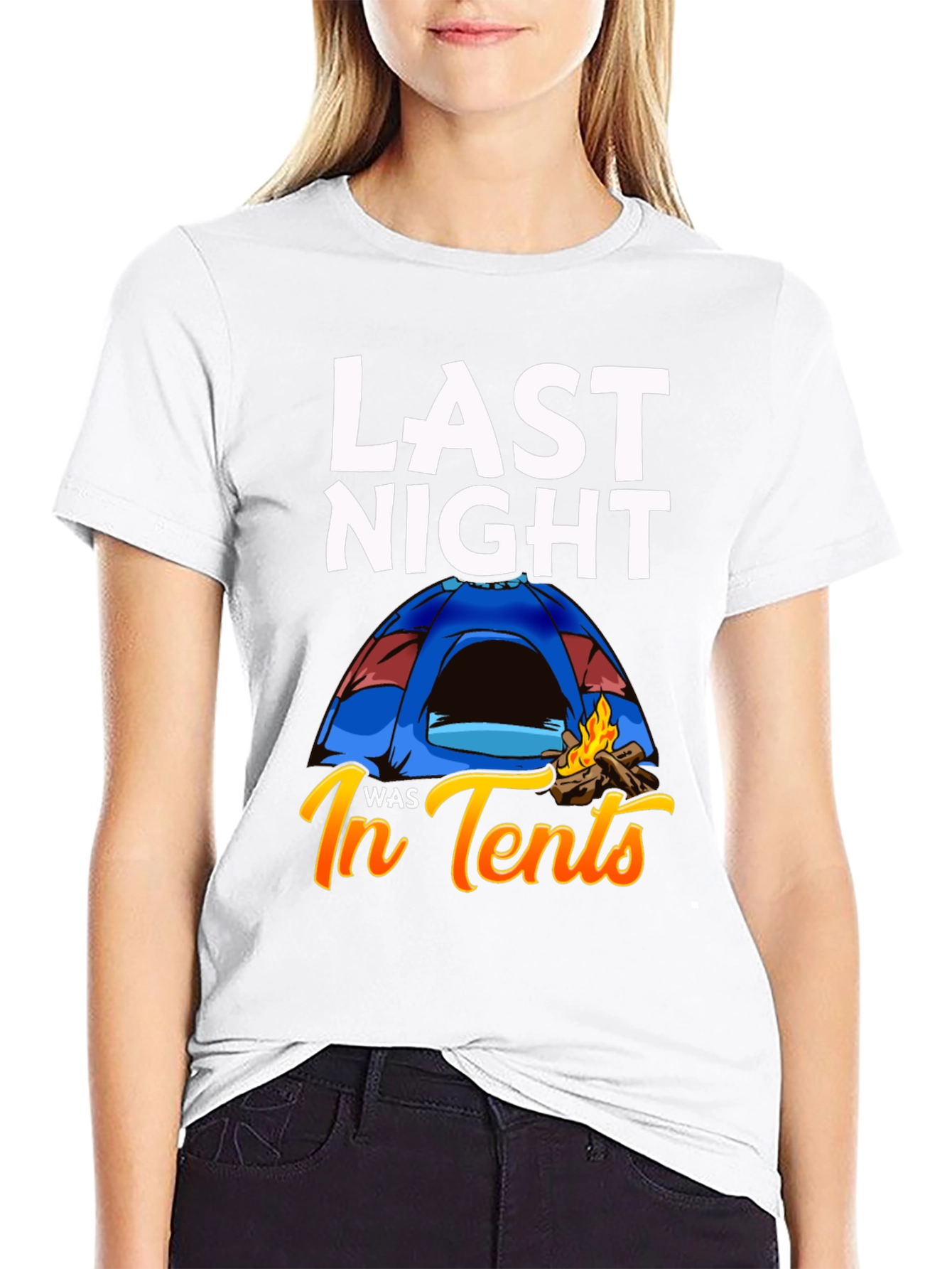 Last Night In Tents T-Shirt Funny Camping Tee