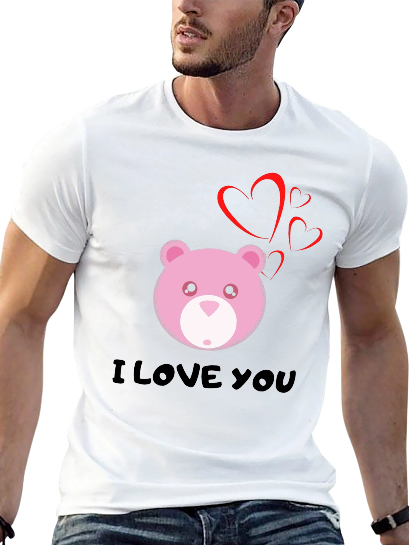 I Love You Bear Graphic Tee - Black