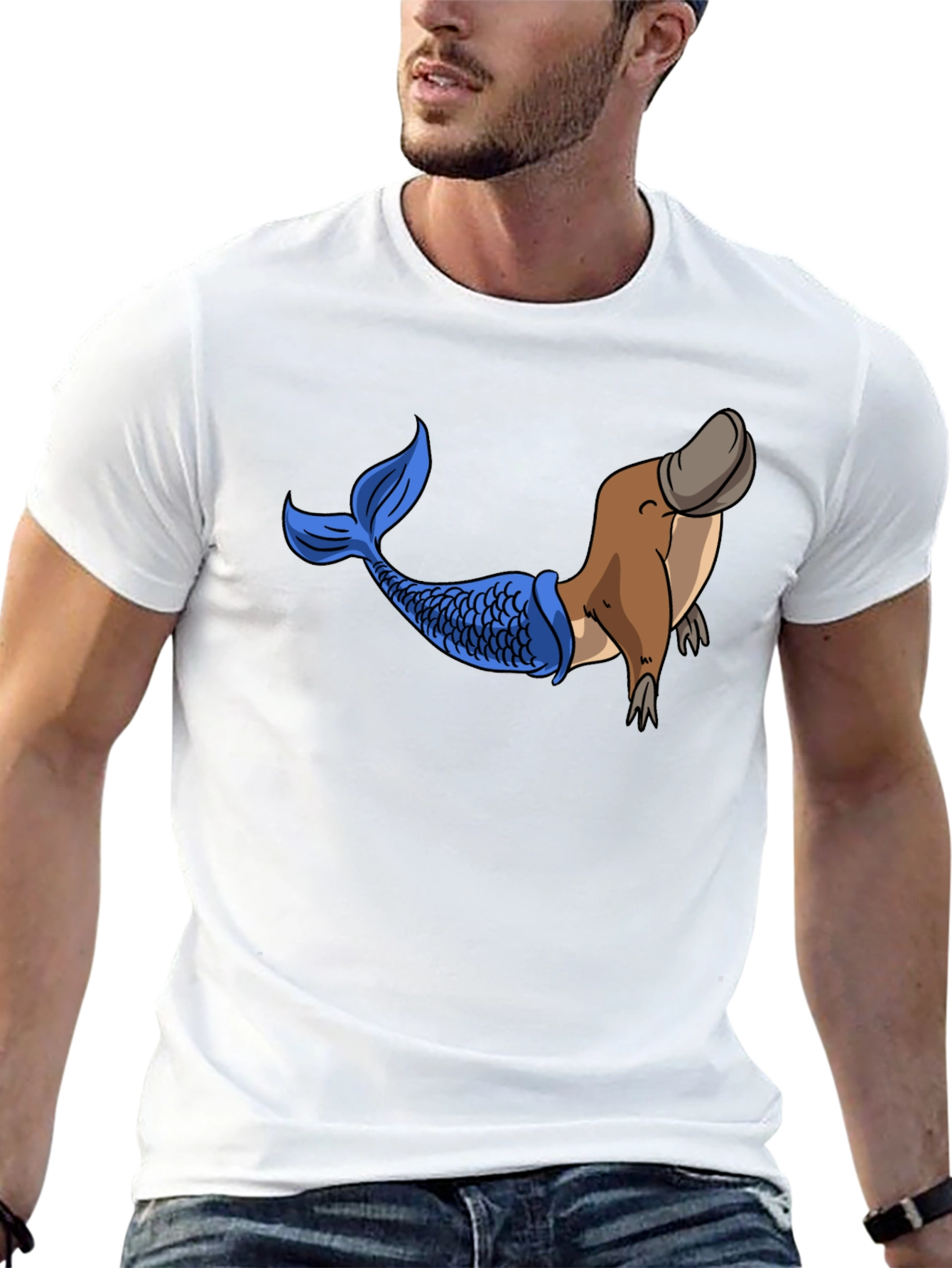 Platypus Mermaid Graphic Tee - Black