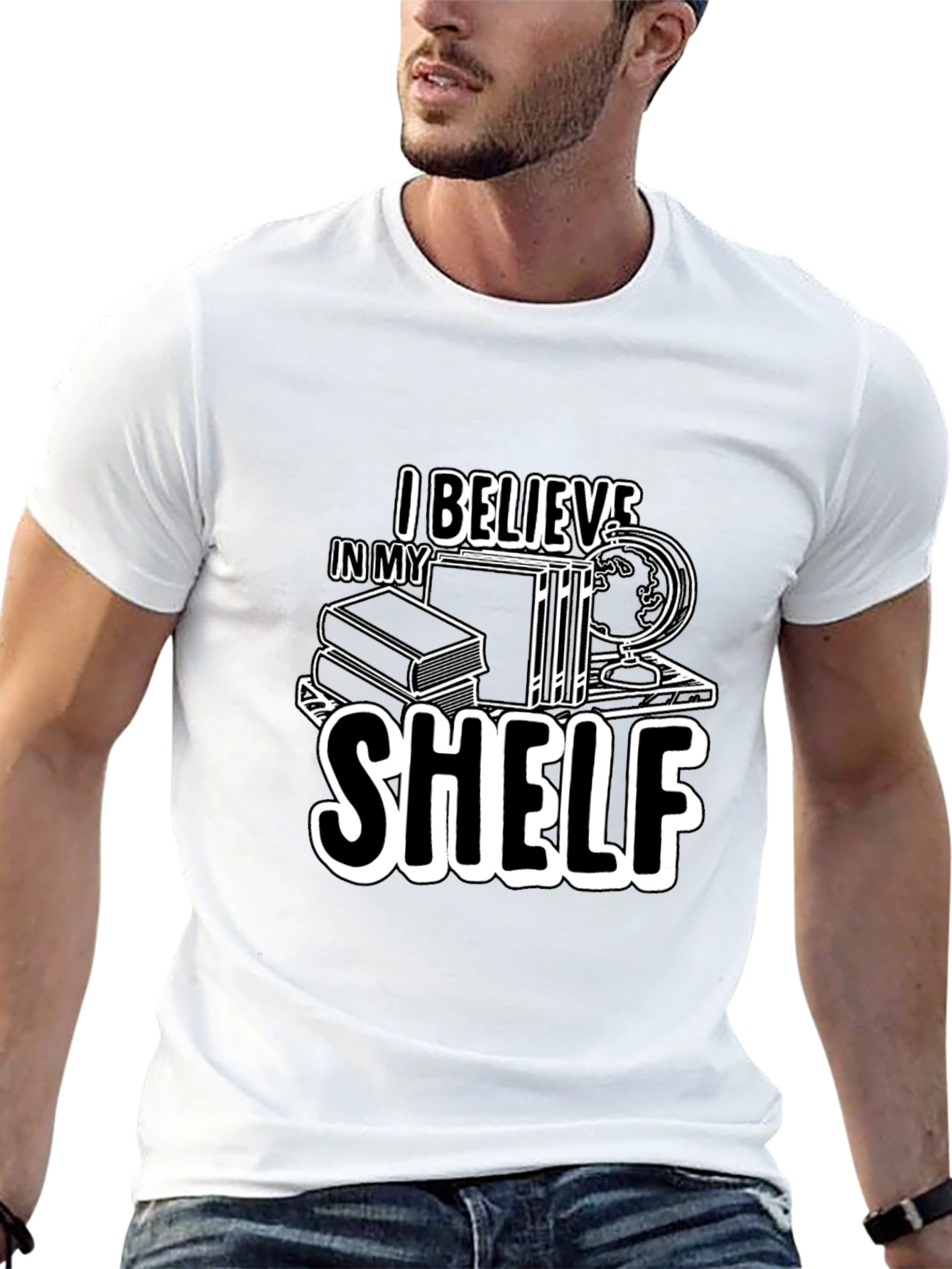 I Believe In My Shelf Black T-Shirt
