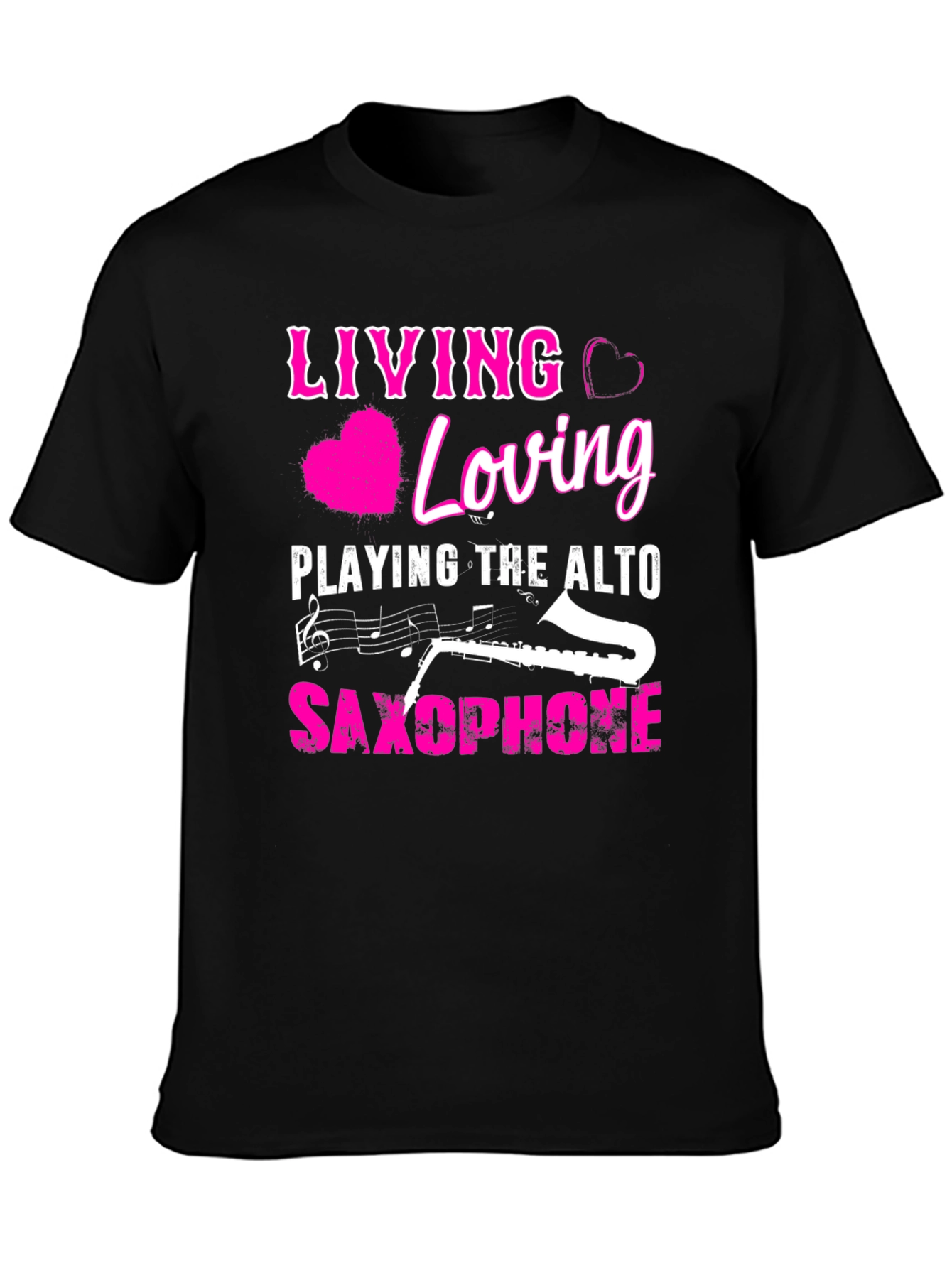 Living Loving Alto Saxophone Black T-Shirt