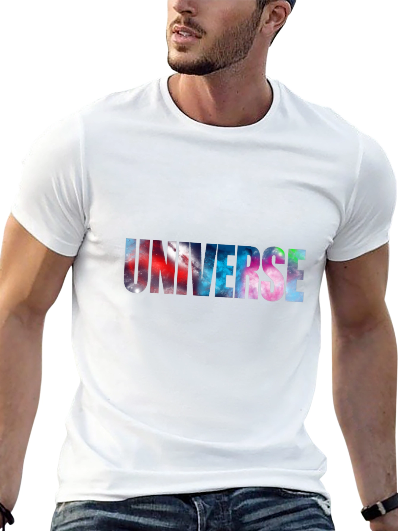 Universe Galaxy Print Black T-Shirt