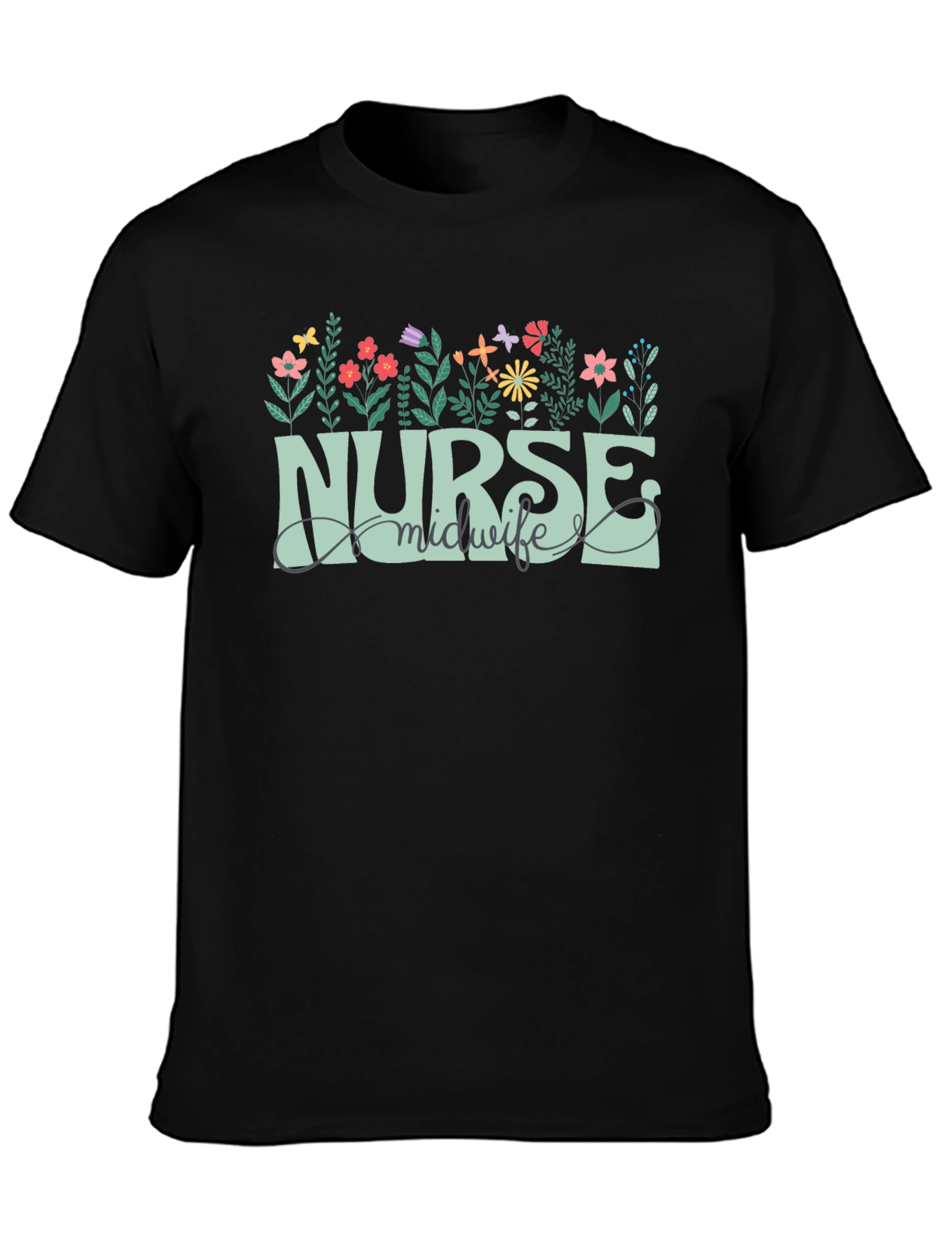Nurse Midwife Floral Graphic T-Shirt