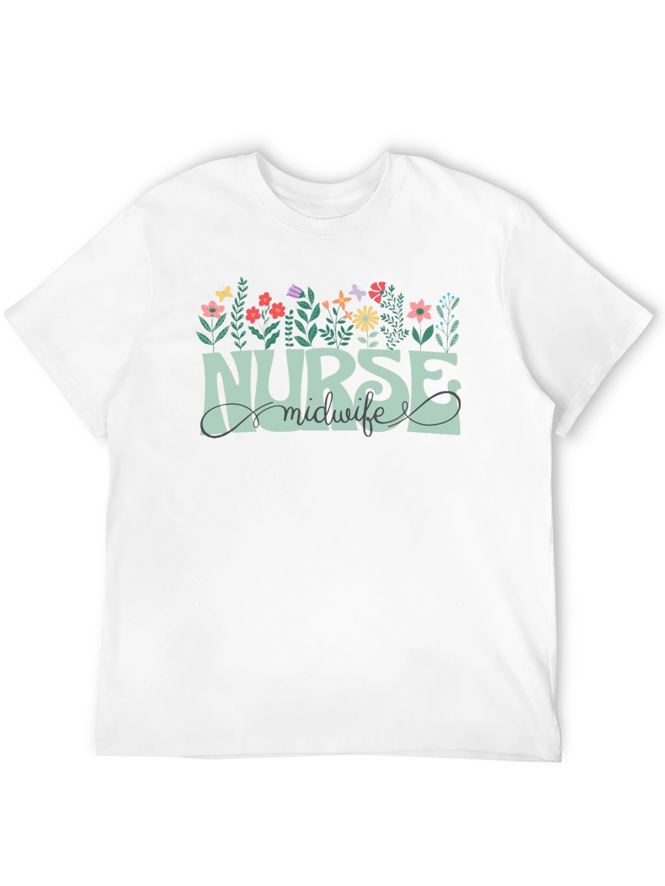Nurse Midwife Floral Graphic T-Shirt