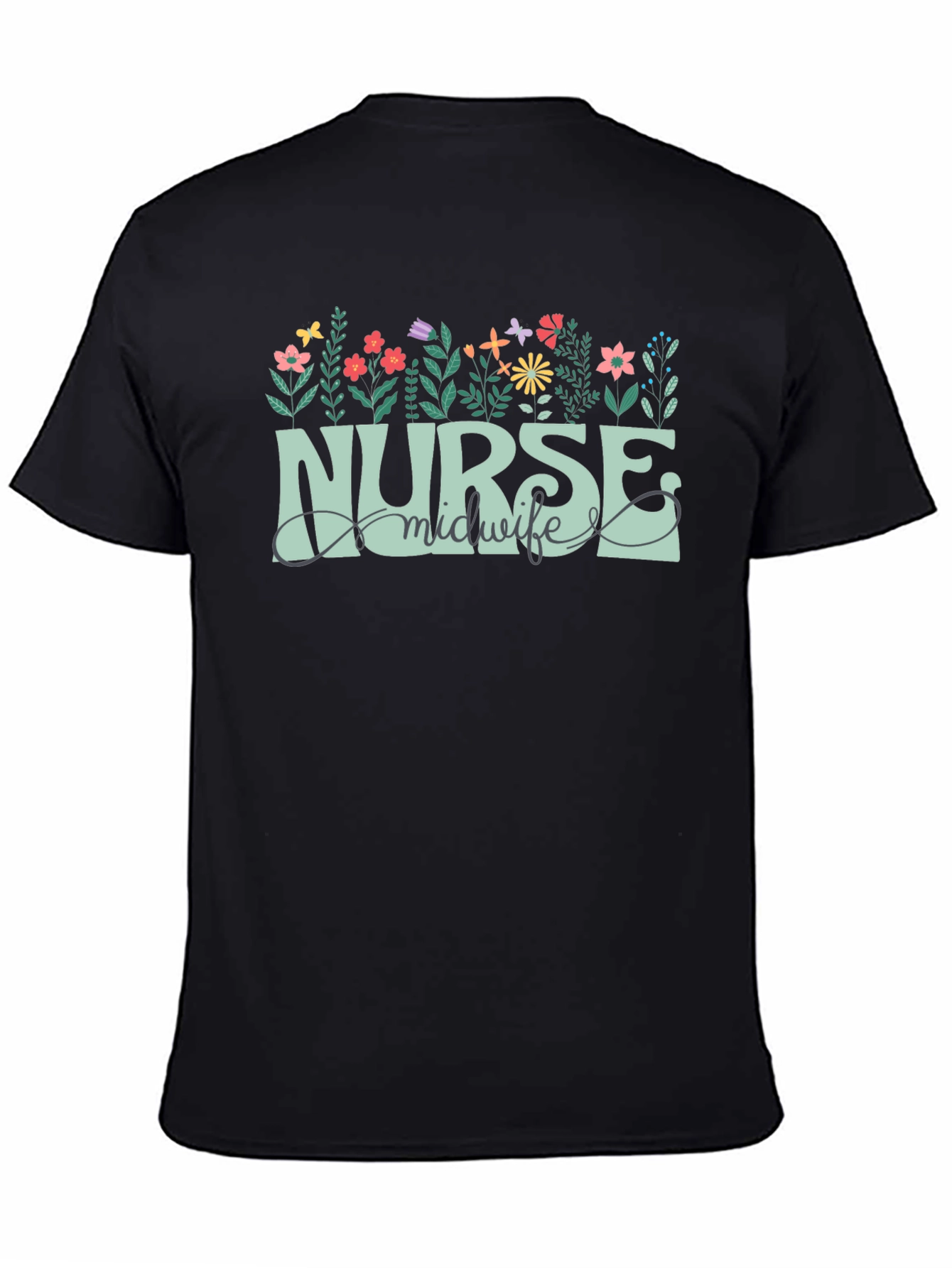 Nurse Midwife Floral Graphic T-Shirt