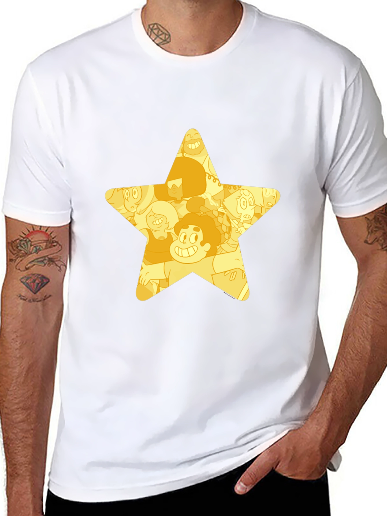 Star Cartoon Character Black T-Shirt