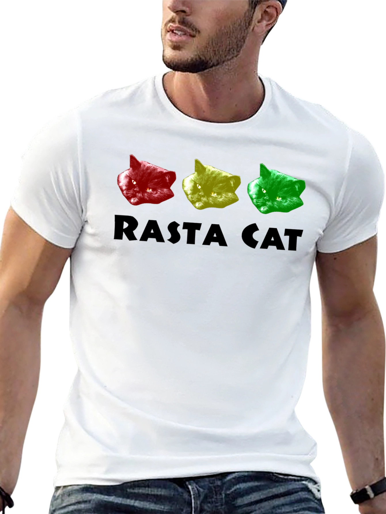 Rasta Cat Graphic Tee - Reggae Style Shirt