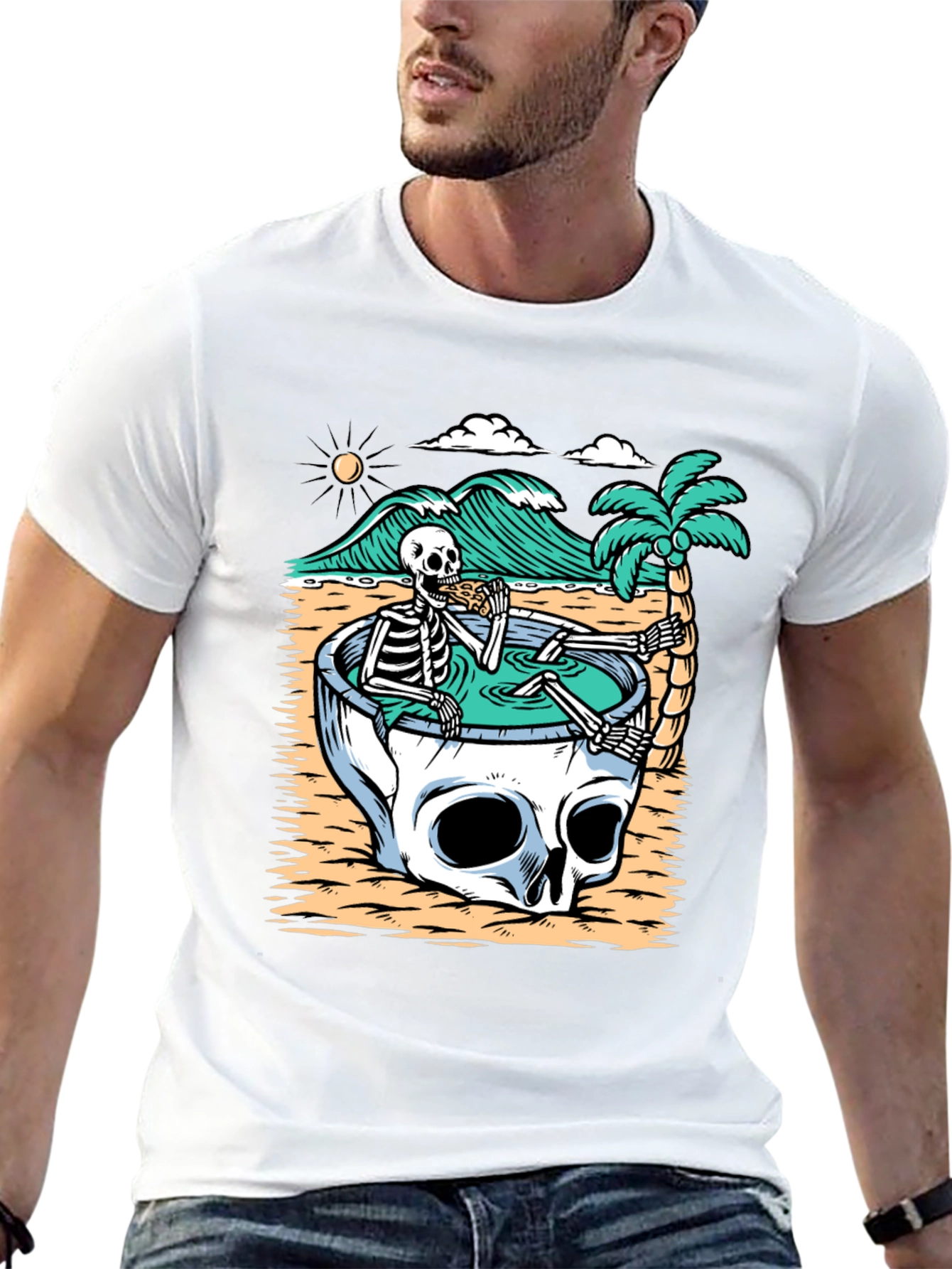 Skull Pool T-Shirt - Relaxed Skeleton Graphic Tee