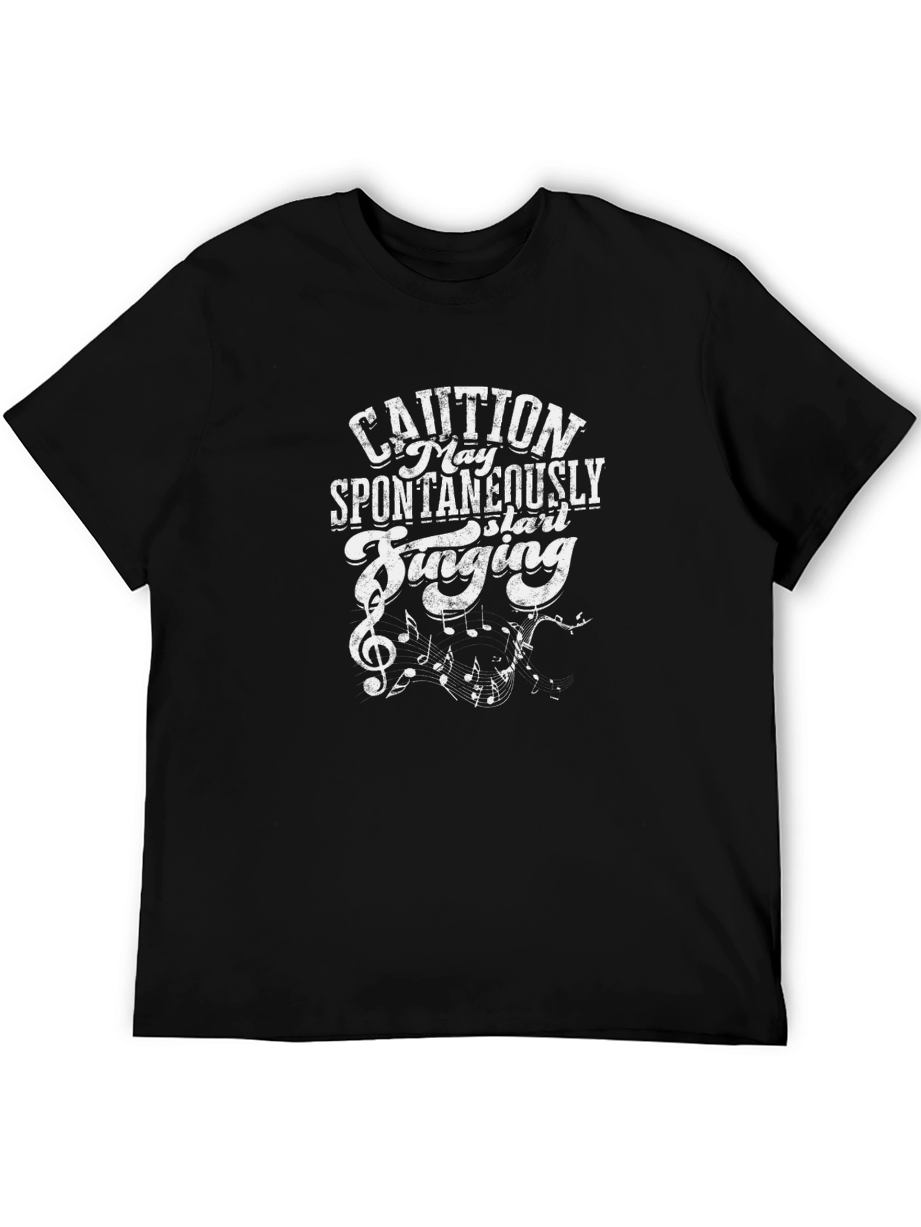 Caution Spontaneously Singing Graphic Tee - Black