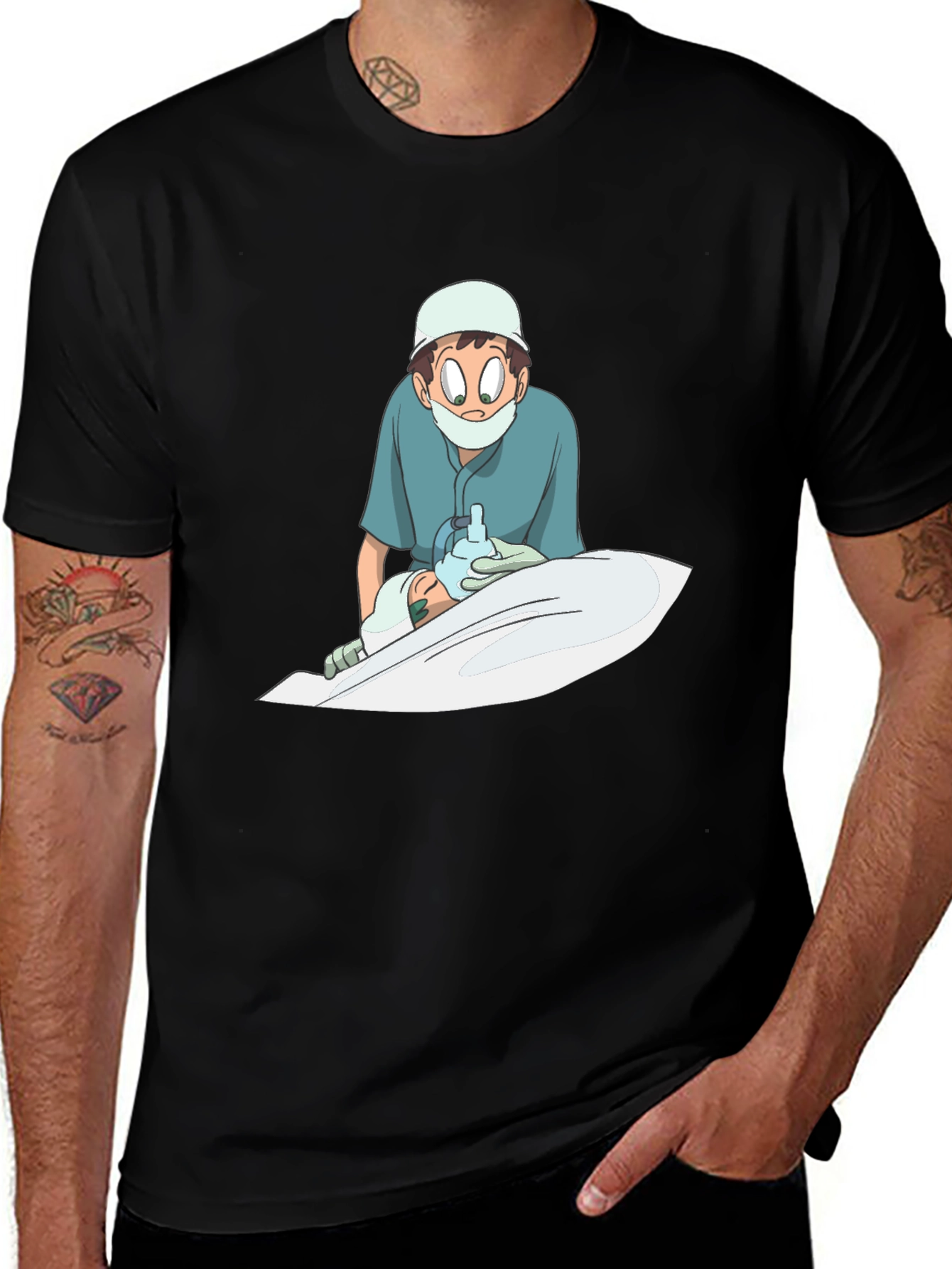 Anime Doctor Graphic Black T-Shirt