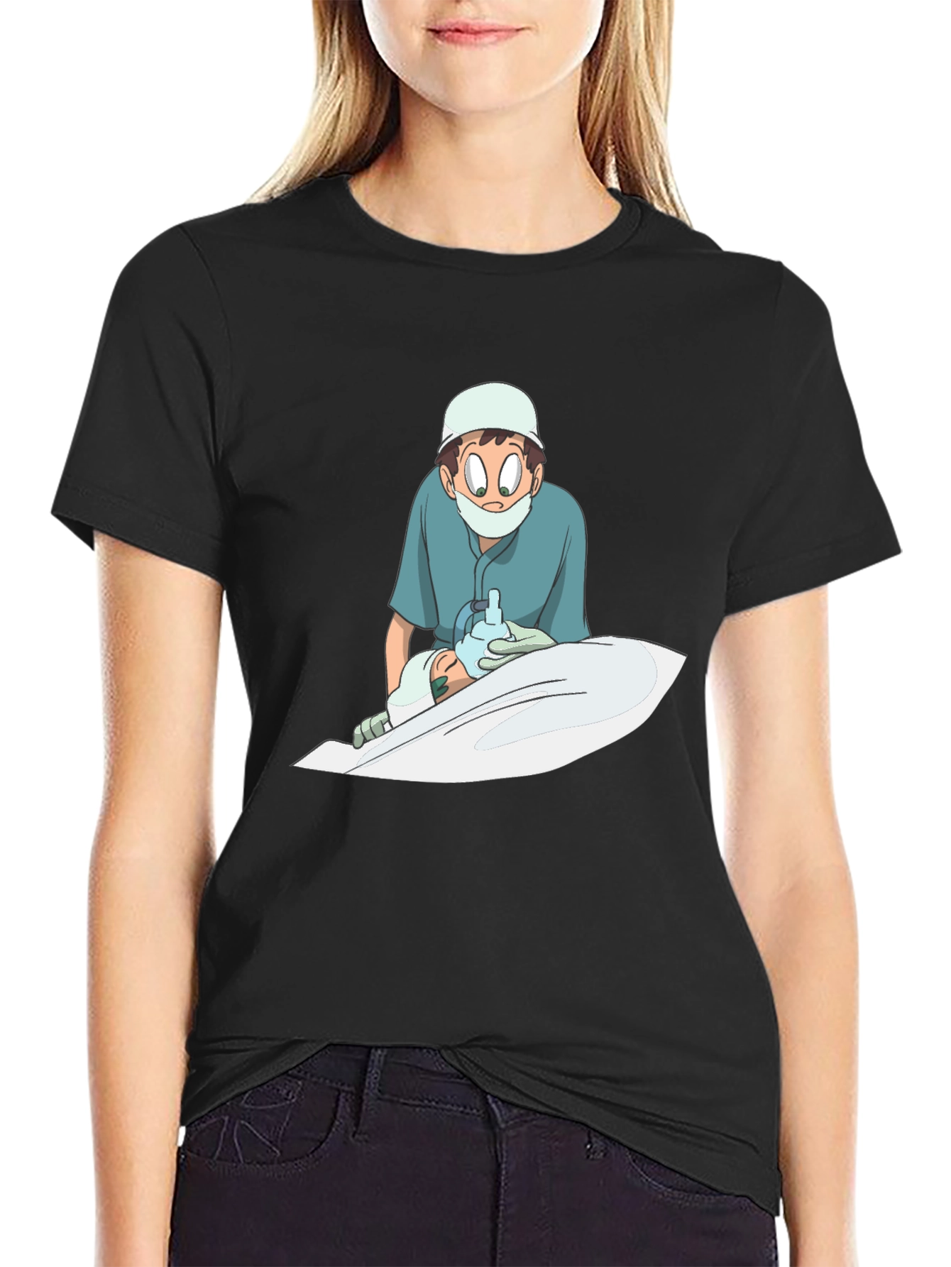 Anime Doctor Graphic Black T-Shirt