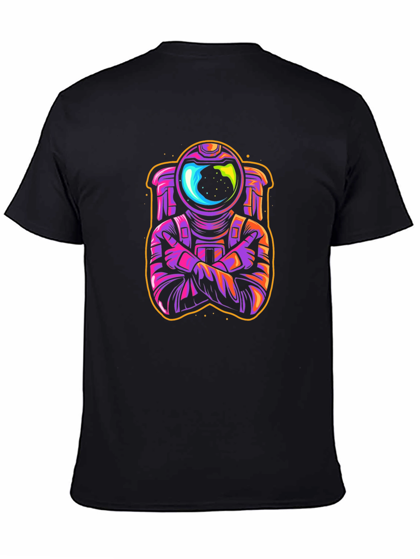 Cool Spaceman Graphic T-Shirt - Black Crew Neck Tee