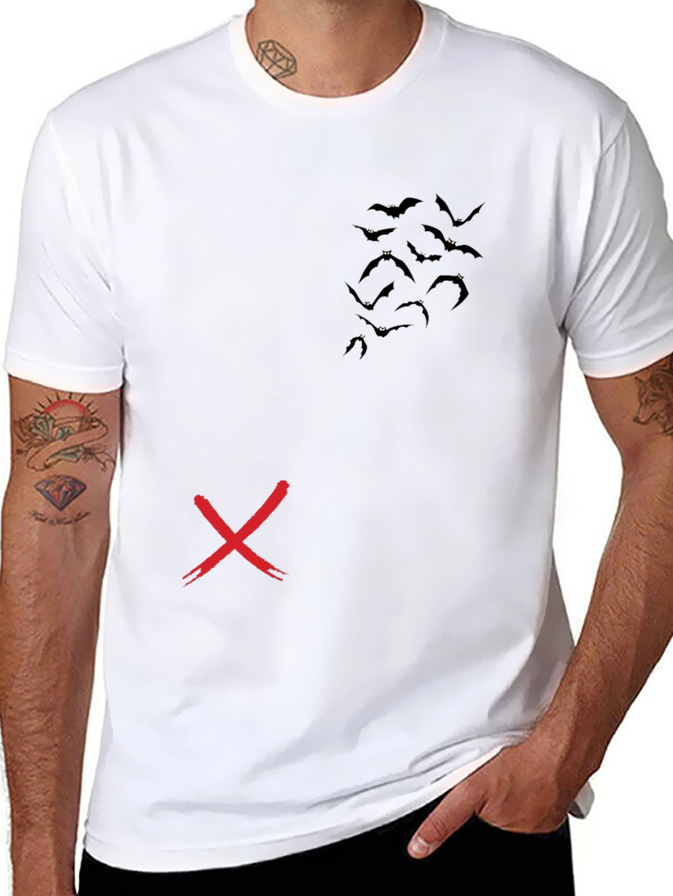 Bat Silhouette Graphic Tee - Mens Black T-Shirt