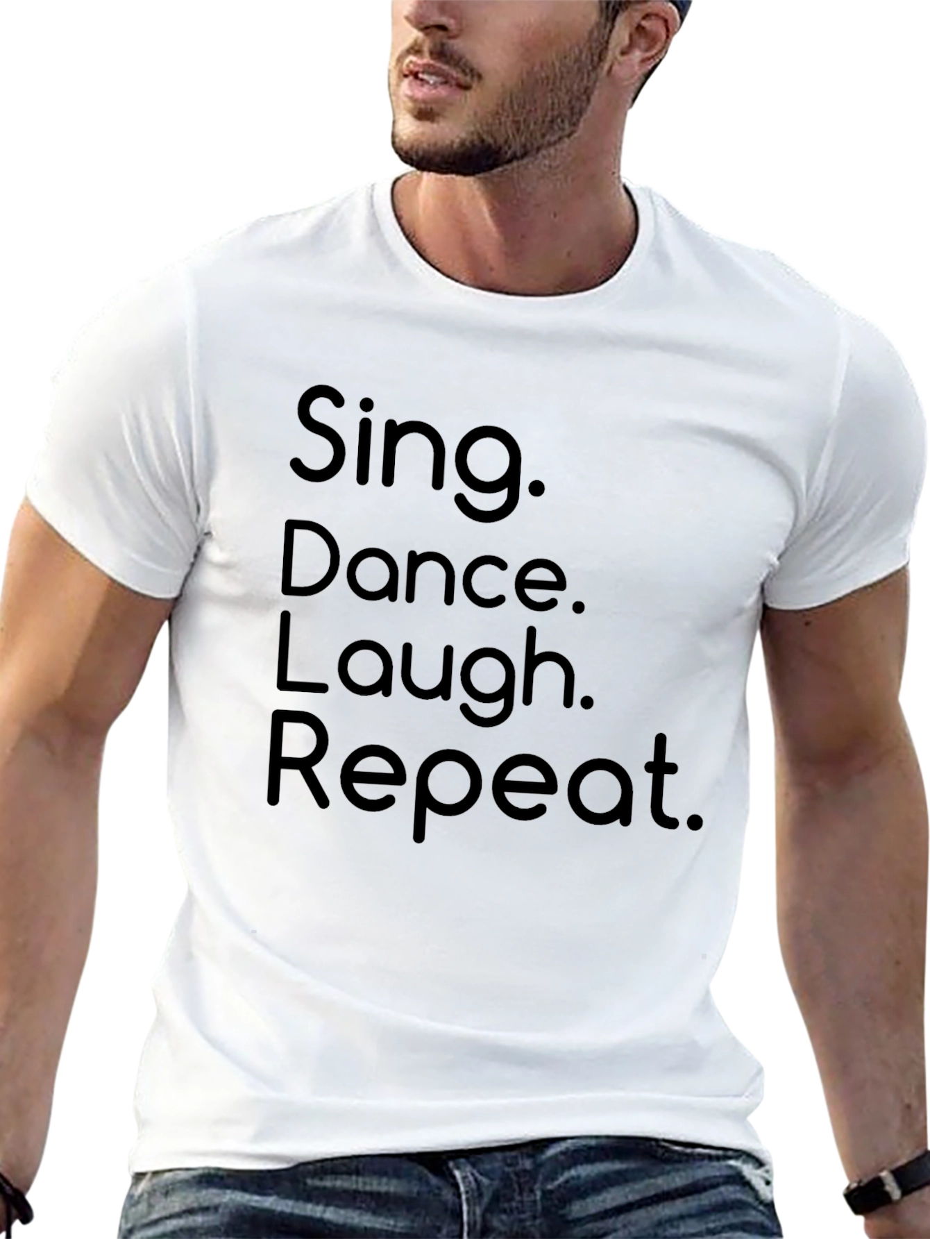 Sing Dance Laugh Repeat Black Graphic T-Shirt