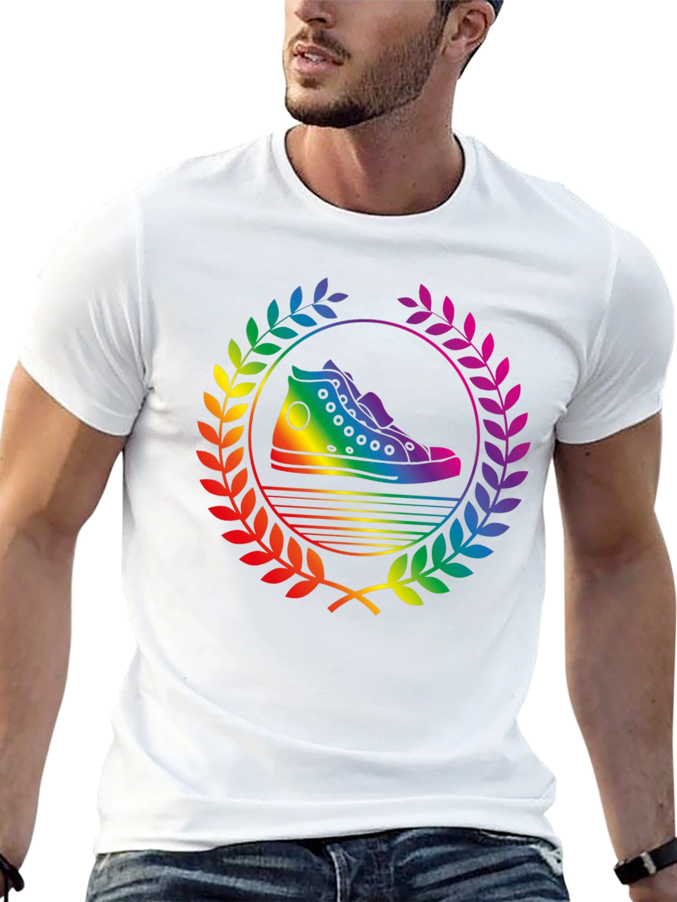 Rainbow Sneaker Laurel Wreath Black T-Shirt