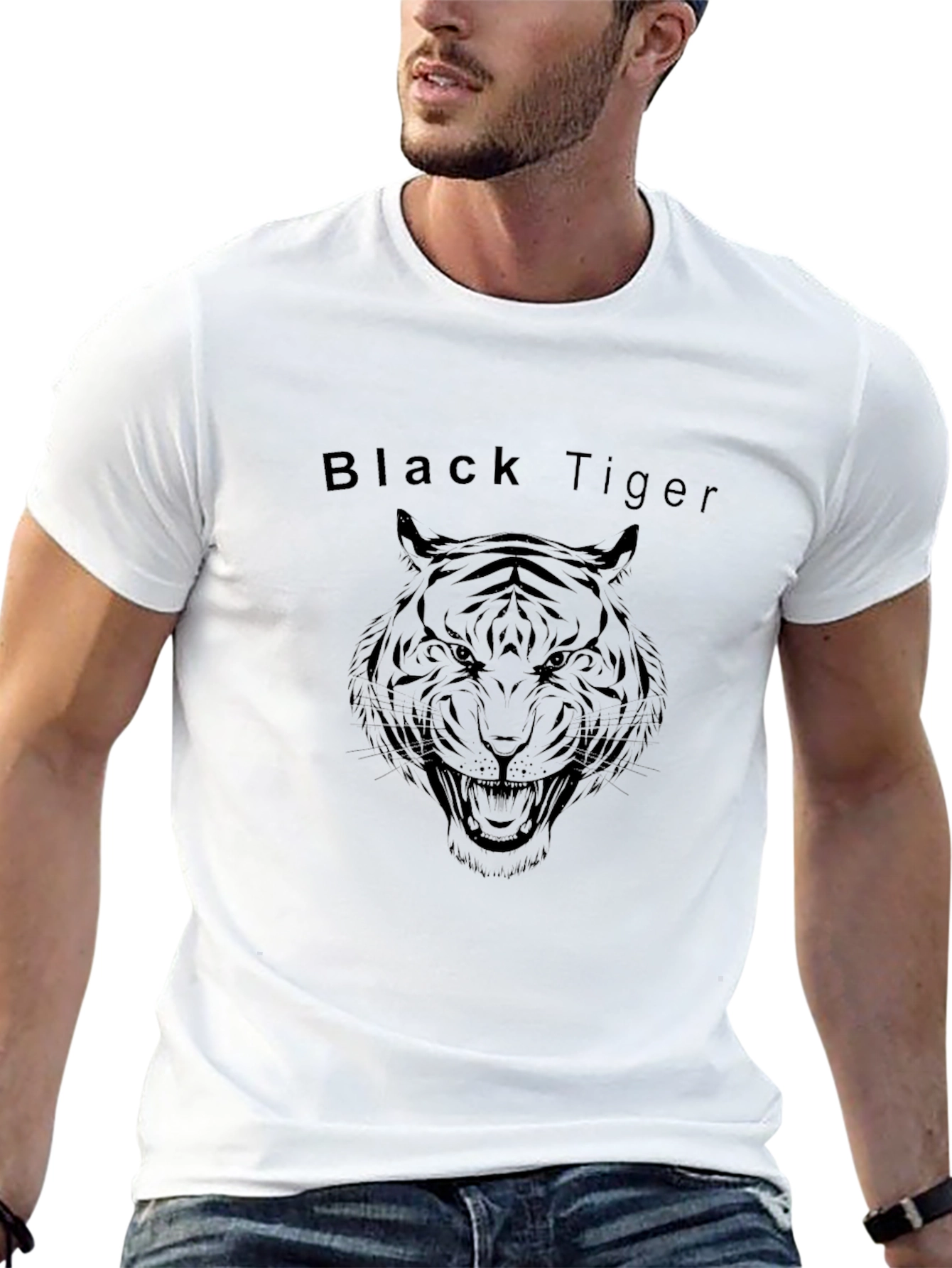 Black Tiger Graphic Print Tee