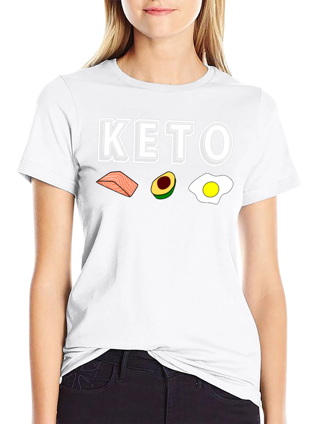 Keto Diet T-Shirt - Salmon Avocado Egg Design