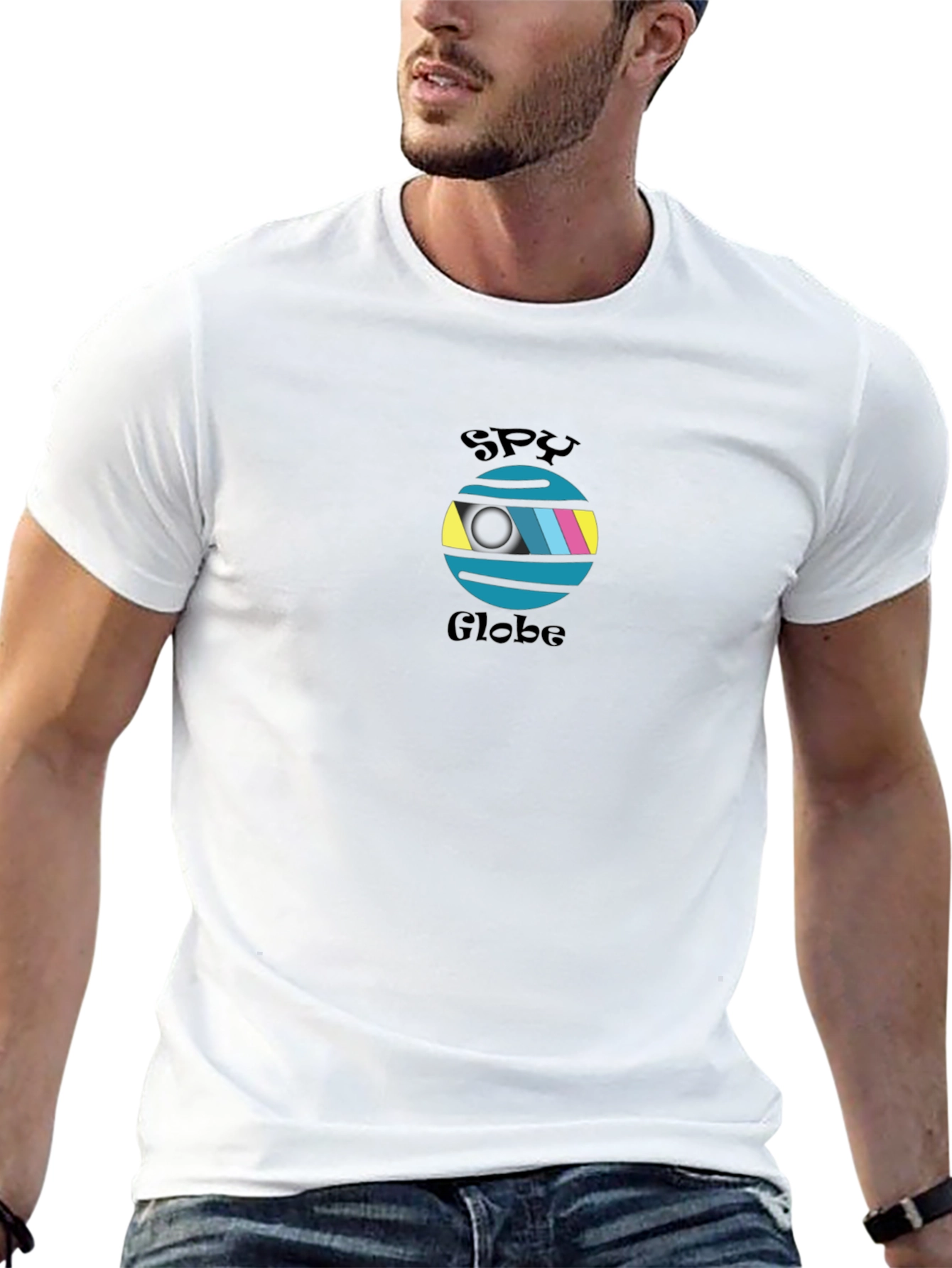 Spy Globe Graphic T-Shirt - Black Casual Tee
