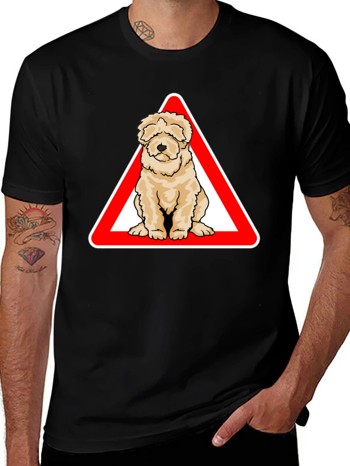 Dog Warning Sign T-Shirt - Cute Pet Lover Apparel