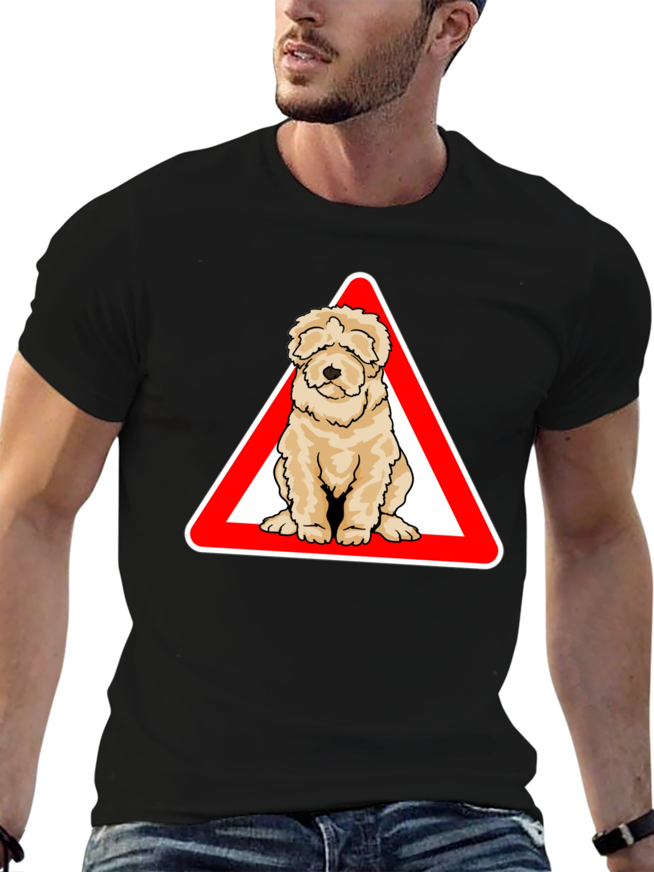 Dog Warning Sign T-Shirt - Cute Pet Lover Apparel