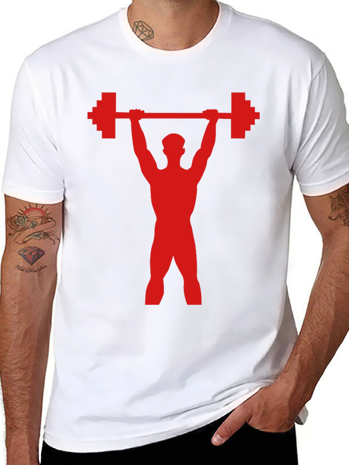 Weightlifter Graphic Tee - Pixel Powerlift Design
