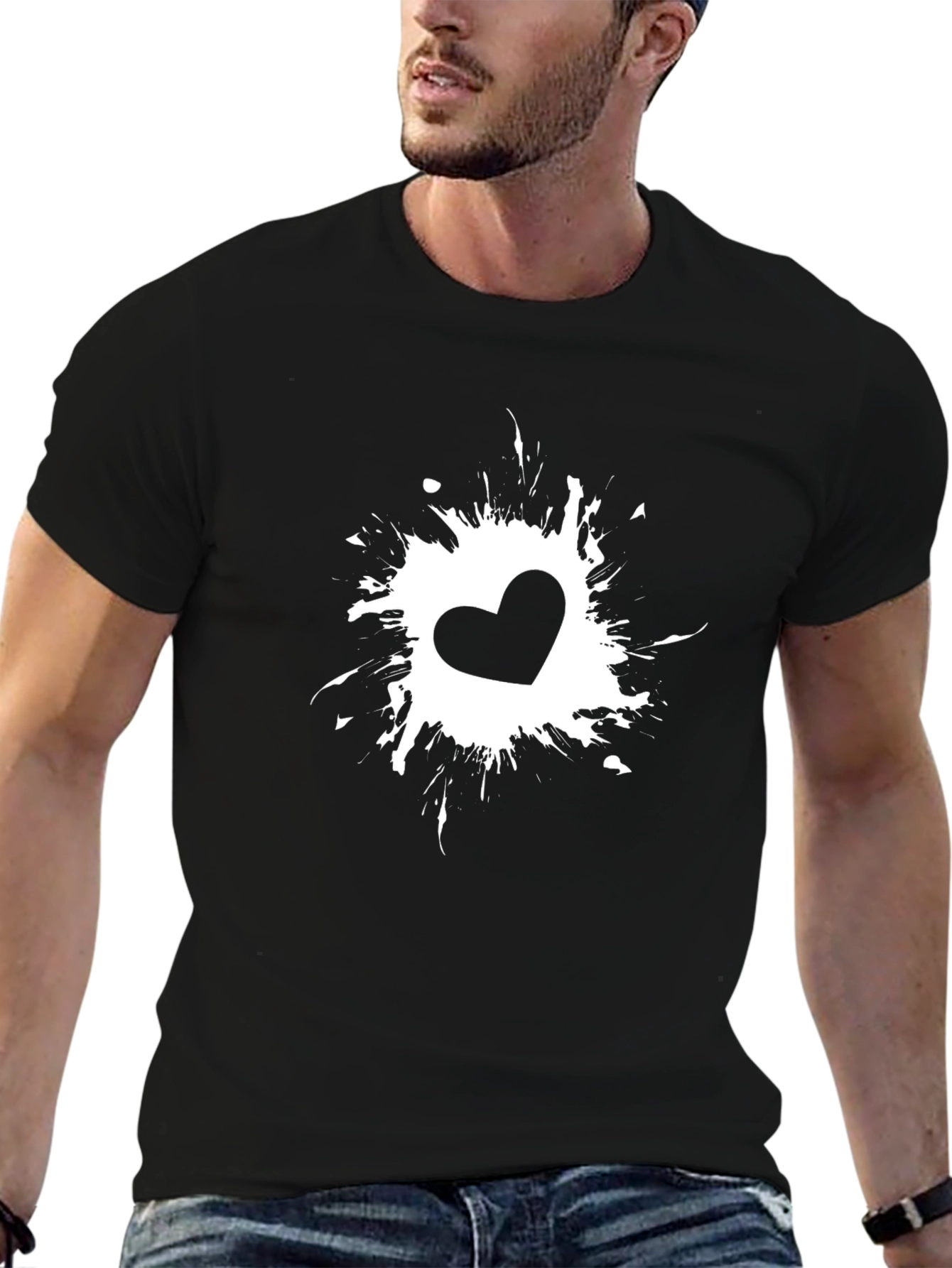 Heart Splash Black T-Shirt