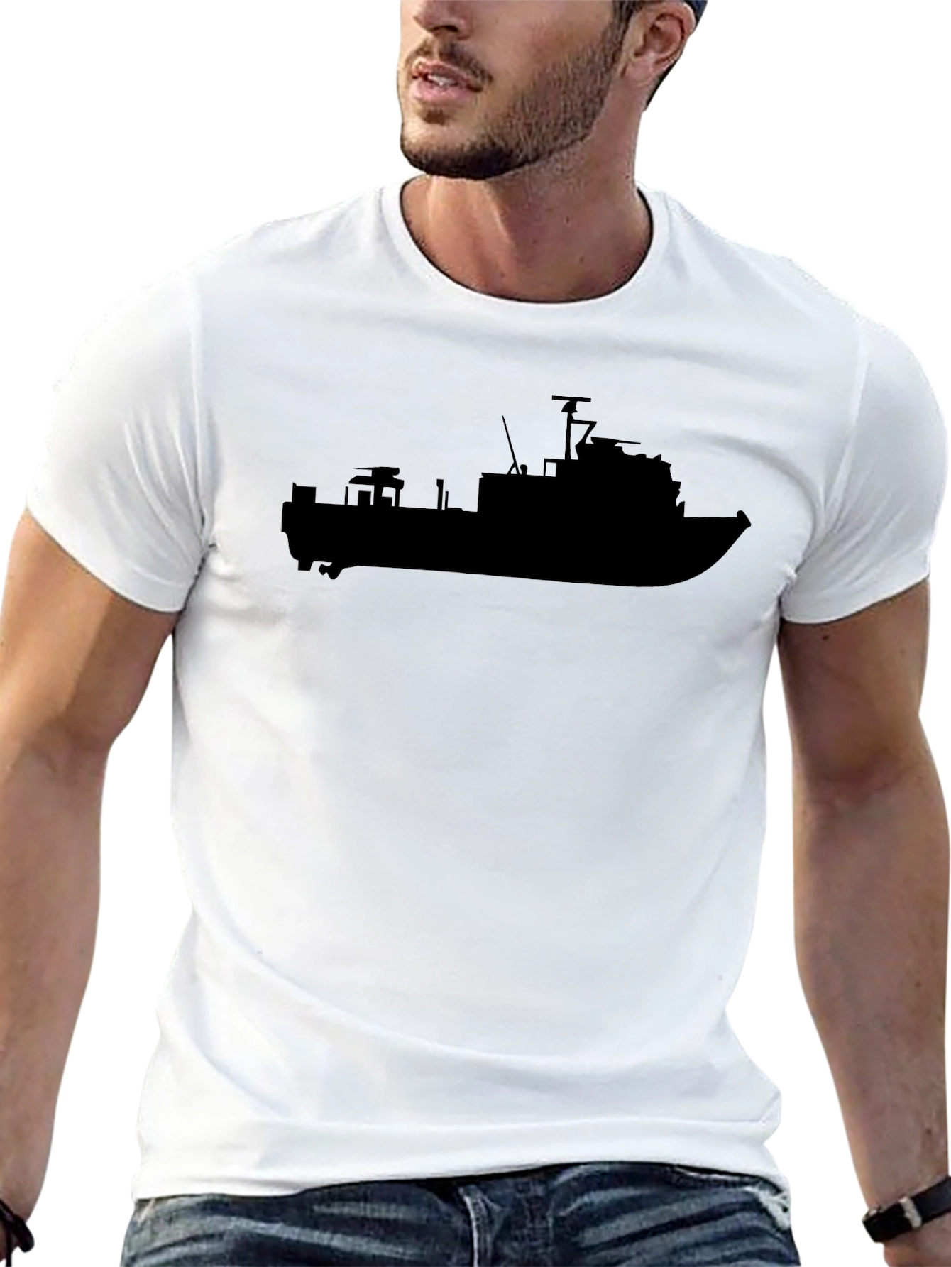 Boat Silhouette Black T-Shirt