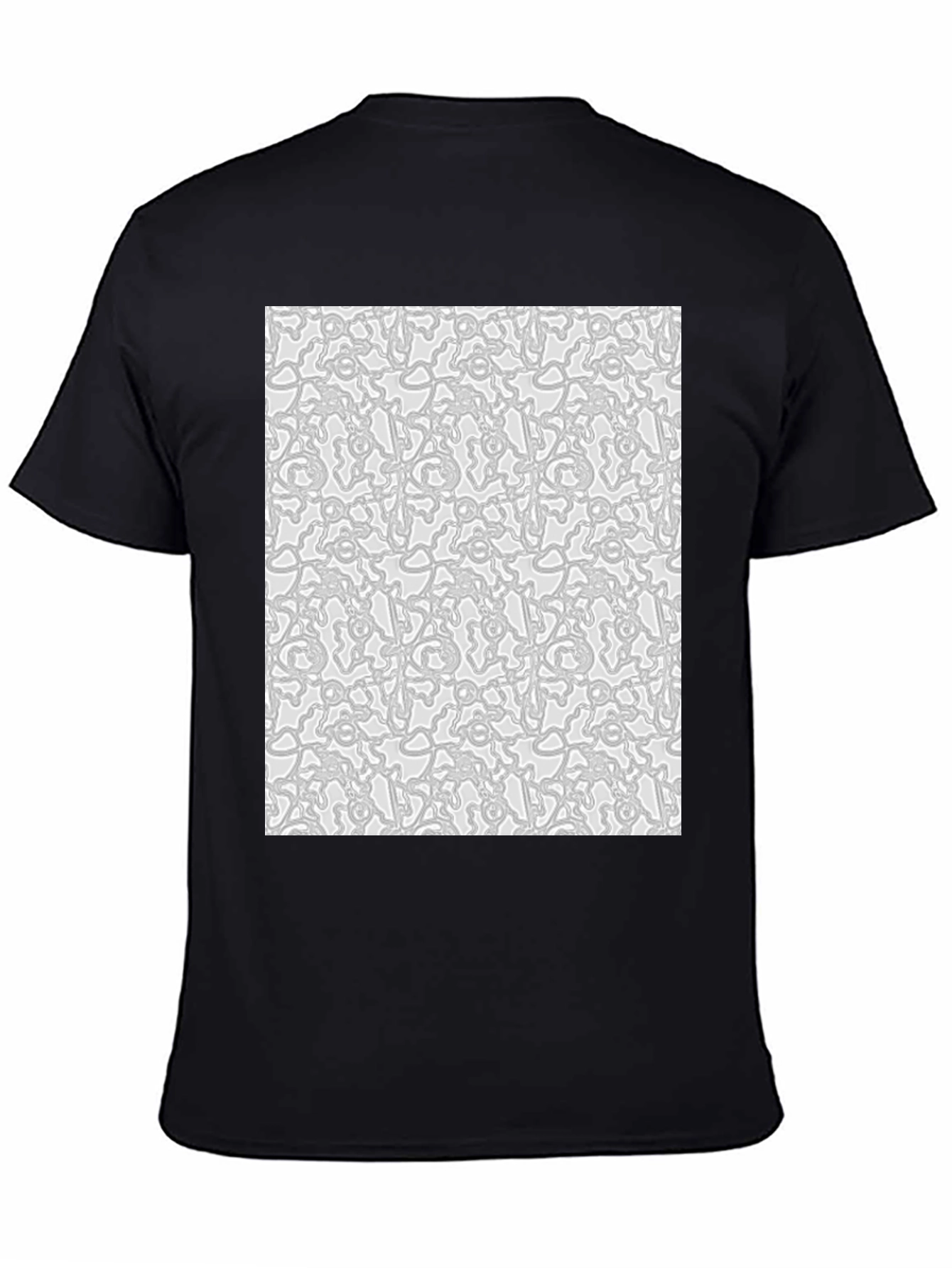 Abstract Pattern Print Black Crew Neck Tee