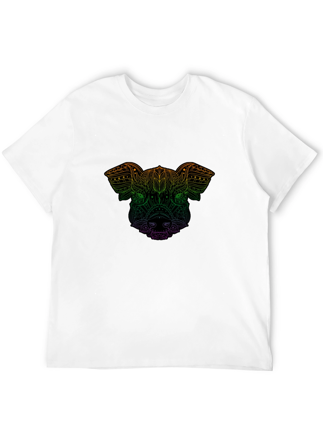 Stylish Black Pig Mandala Graphic T-Shirt for Men