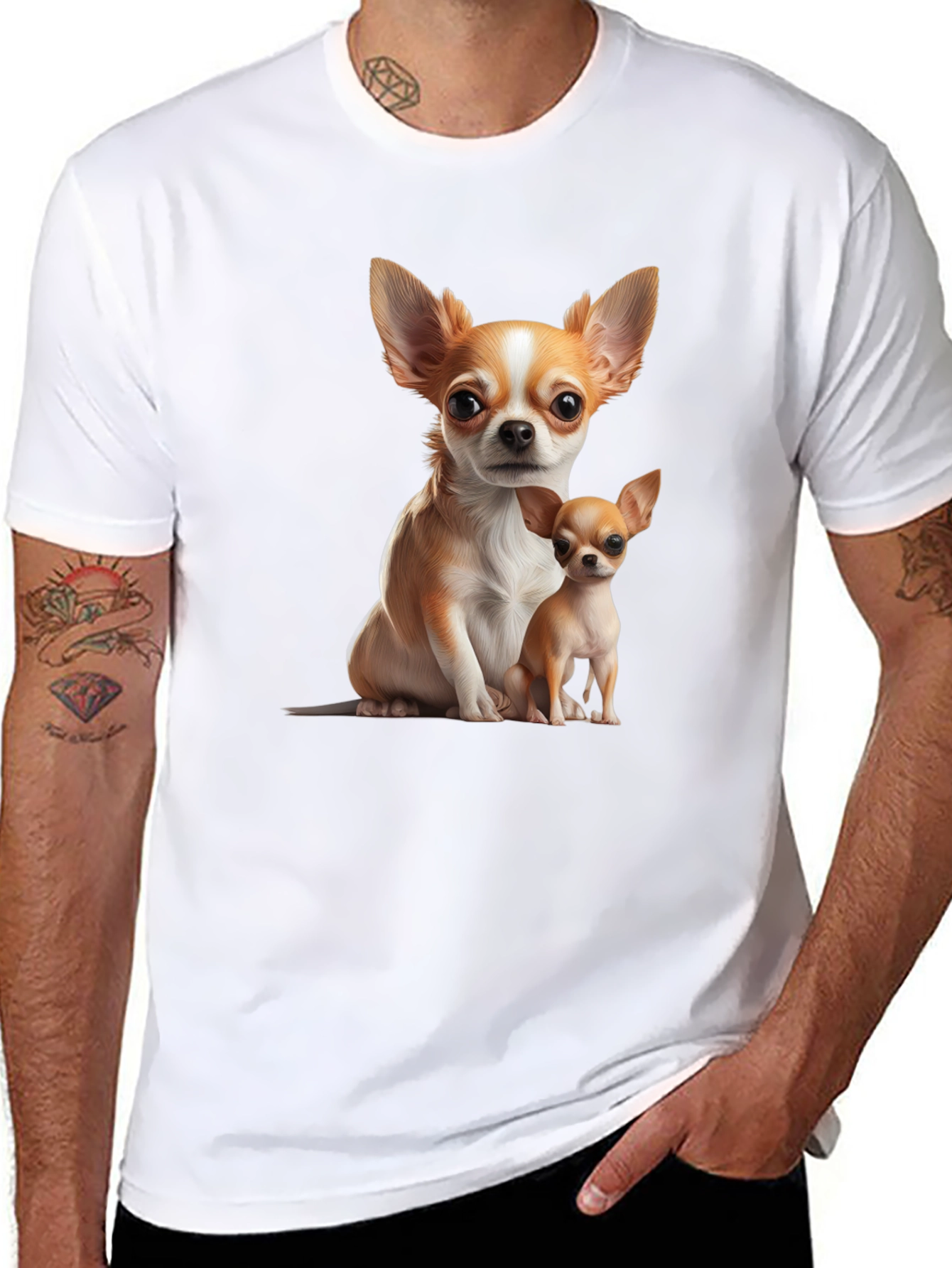Chihuahua Print Black T-Shirt