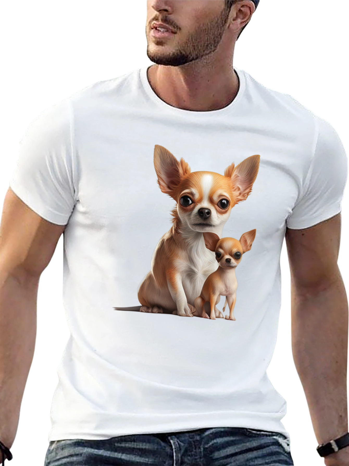 Chihuahua Print Black T-Shirt