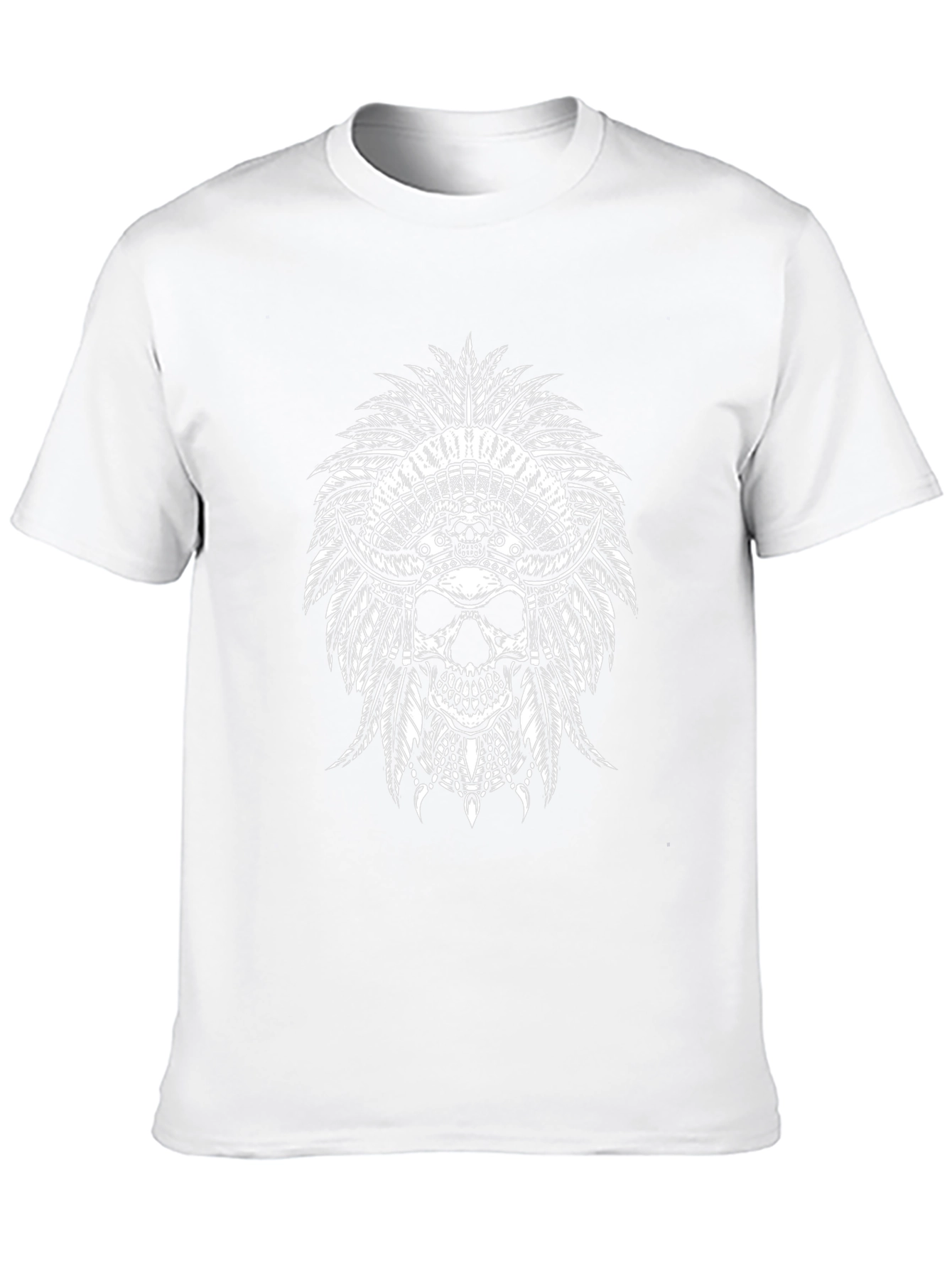 Skull Headdress Graphic Tee - Black Cotton T-Shirt