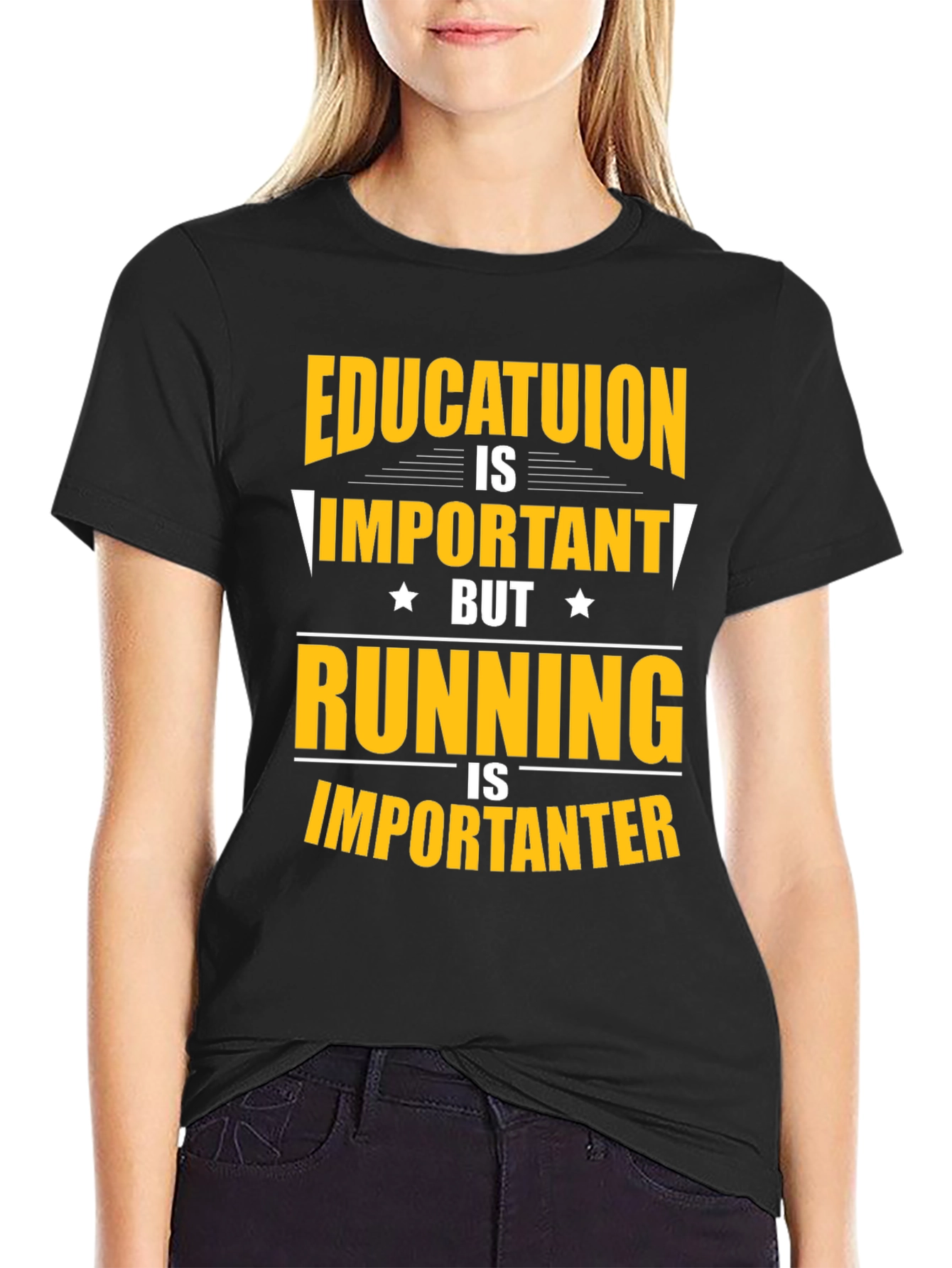 Funny Education and Running T-Shirt