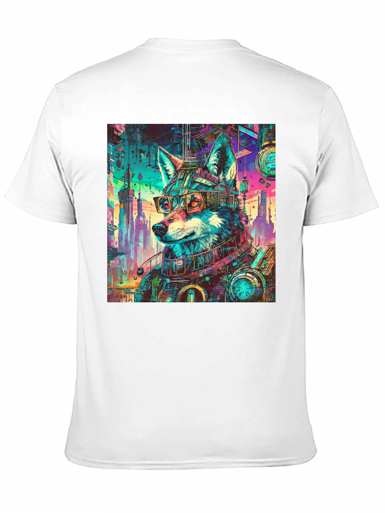 Cyberpunk Wolf Graphic Tee - Cool Animal Design