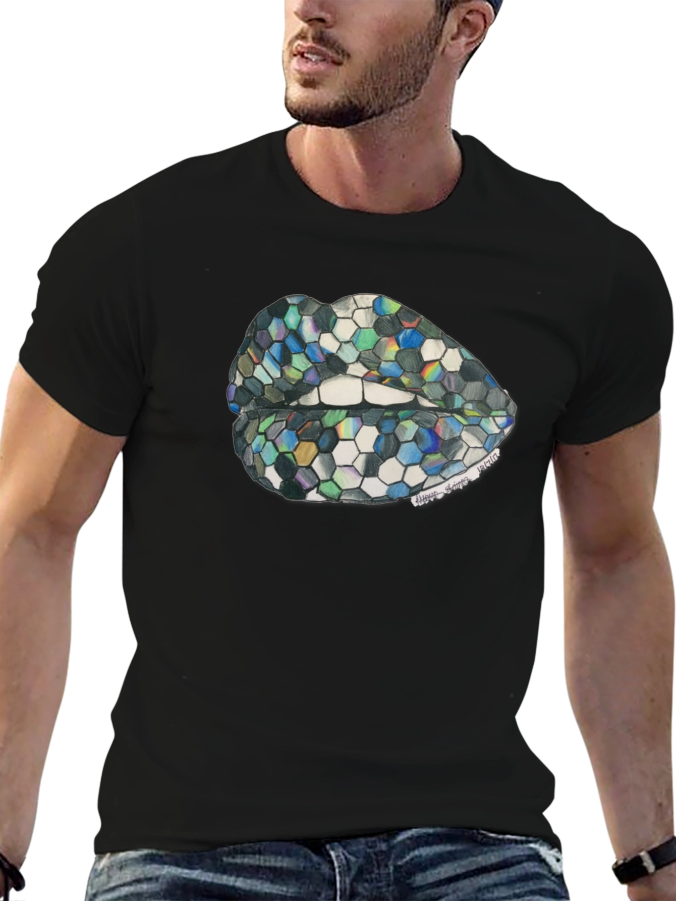 Geometric Lips Graphic T-Shirt - Unisex