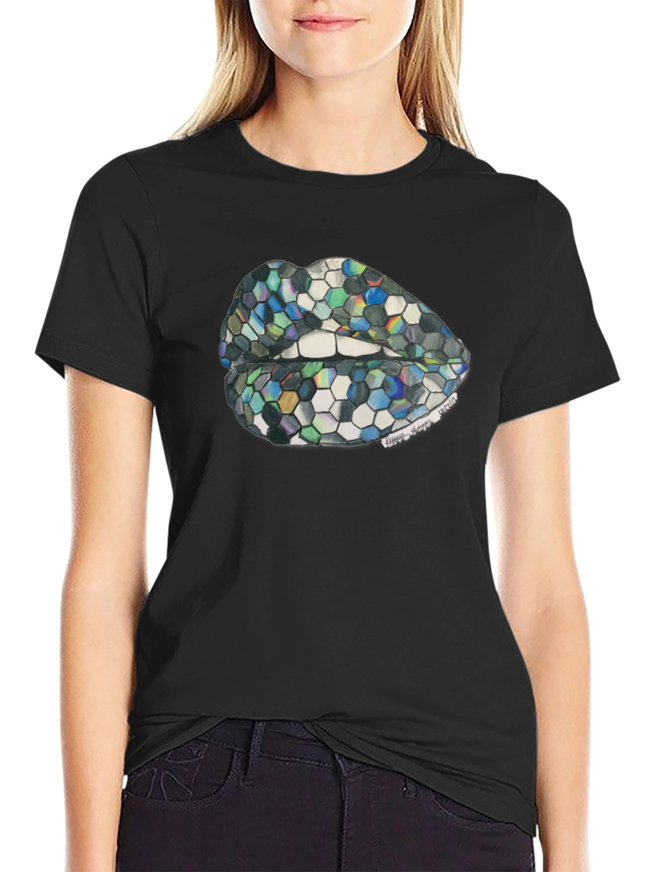 Geometric Lips Graphic T-Shirt - Unisex
