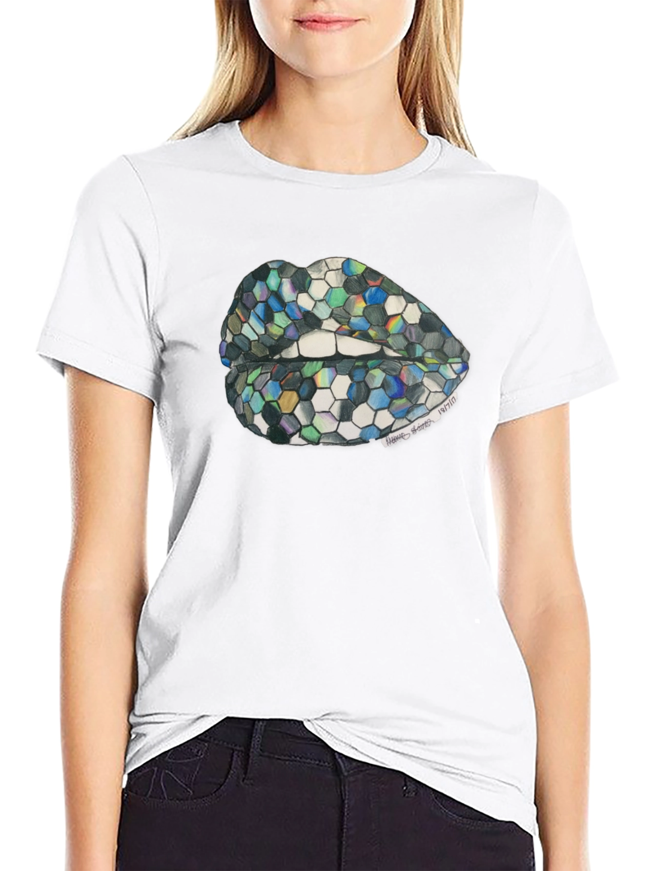Geometric Lips Graphic T-Shirt - Unisex