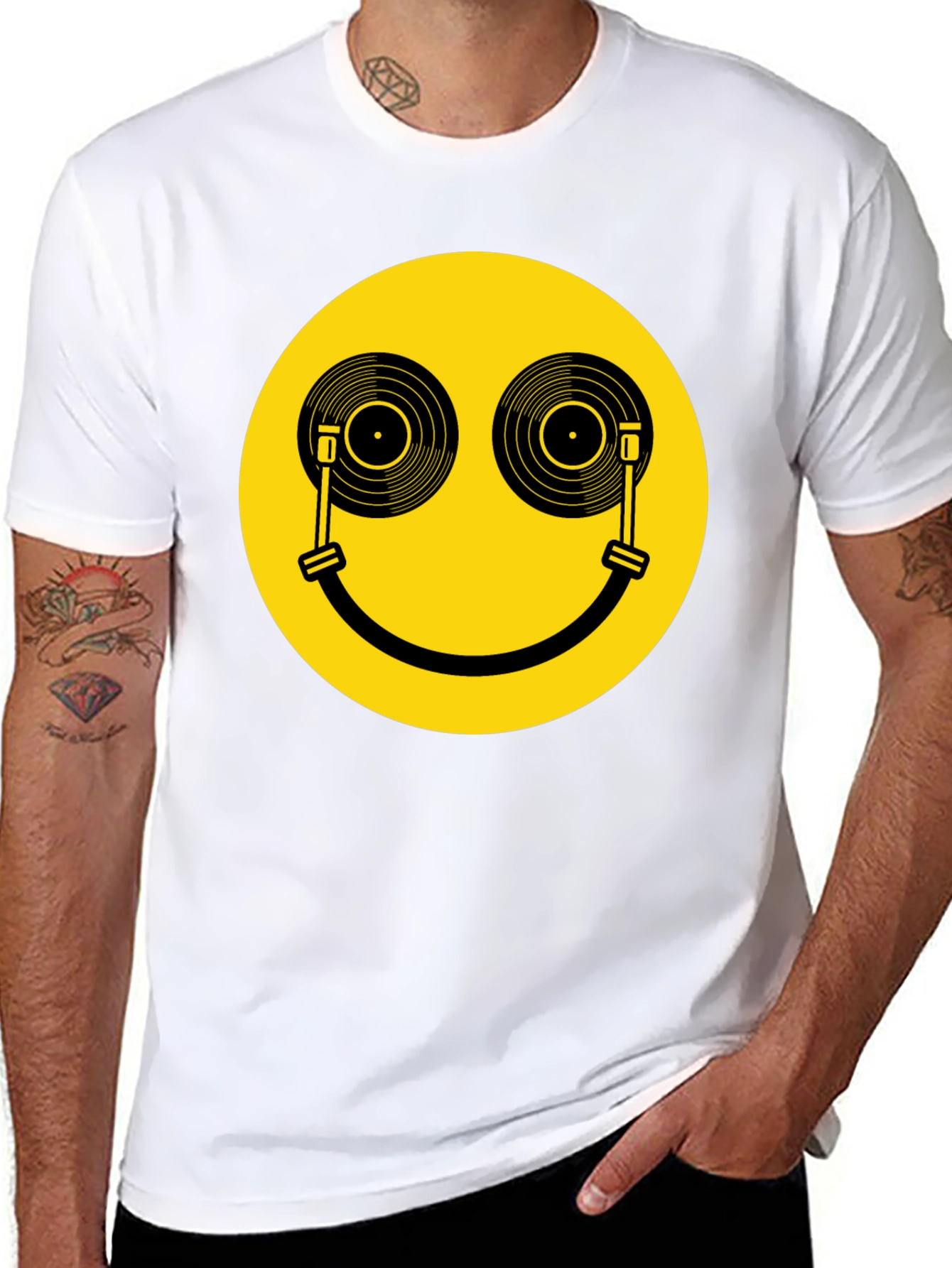 DJ Smiley Face T-Shirt - Black Music Lover Tee