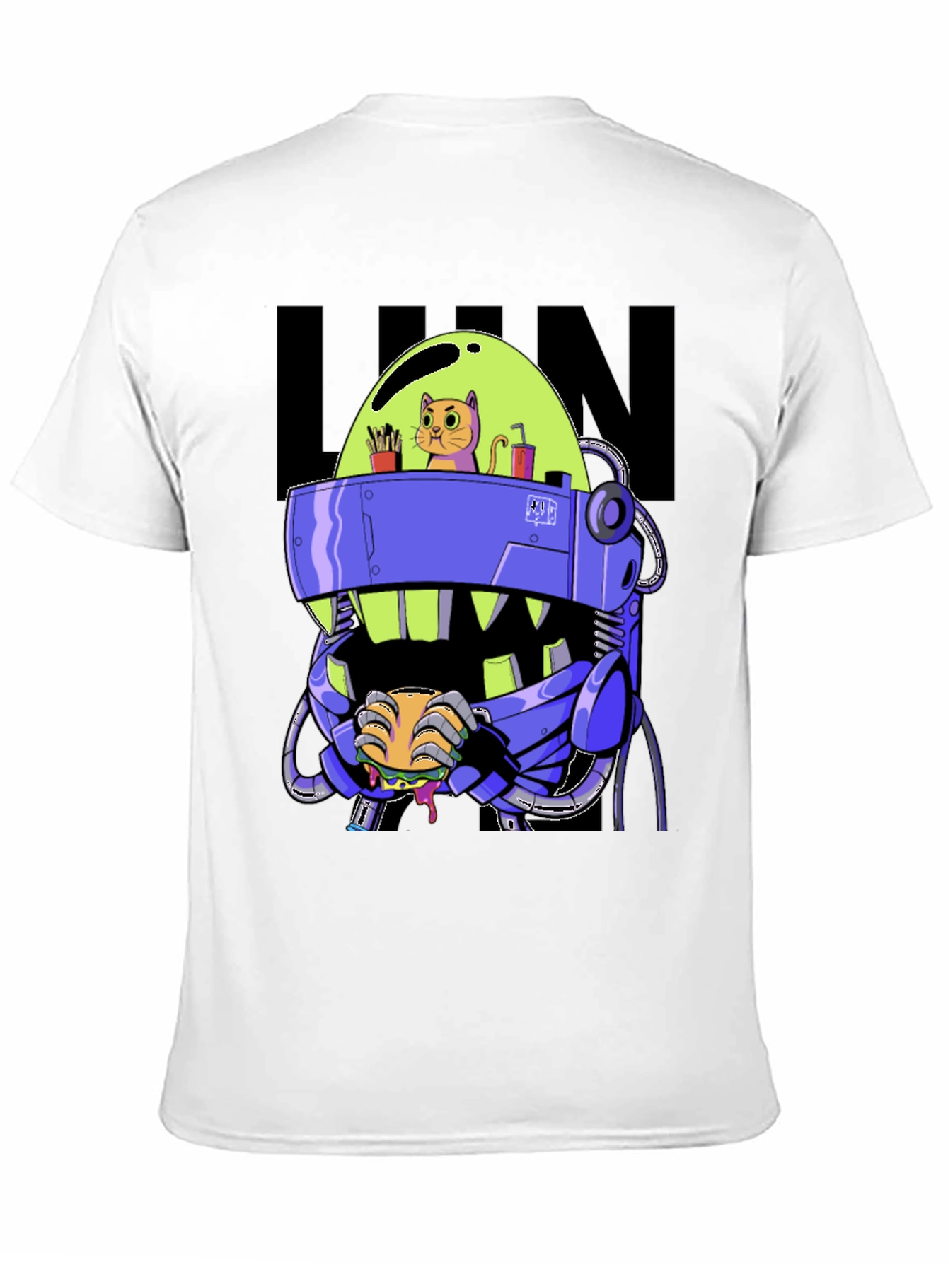 Robo Cat T-Shirt - Sci-Fi Burger Lover