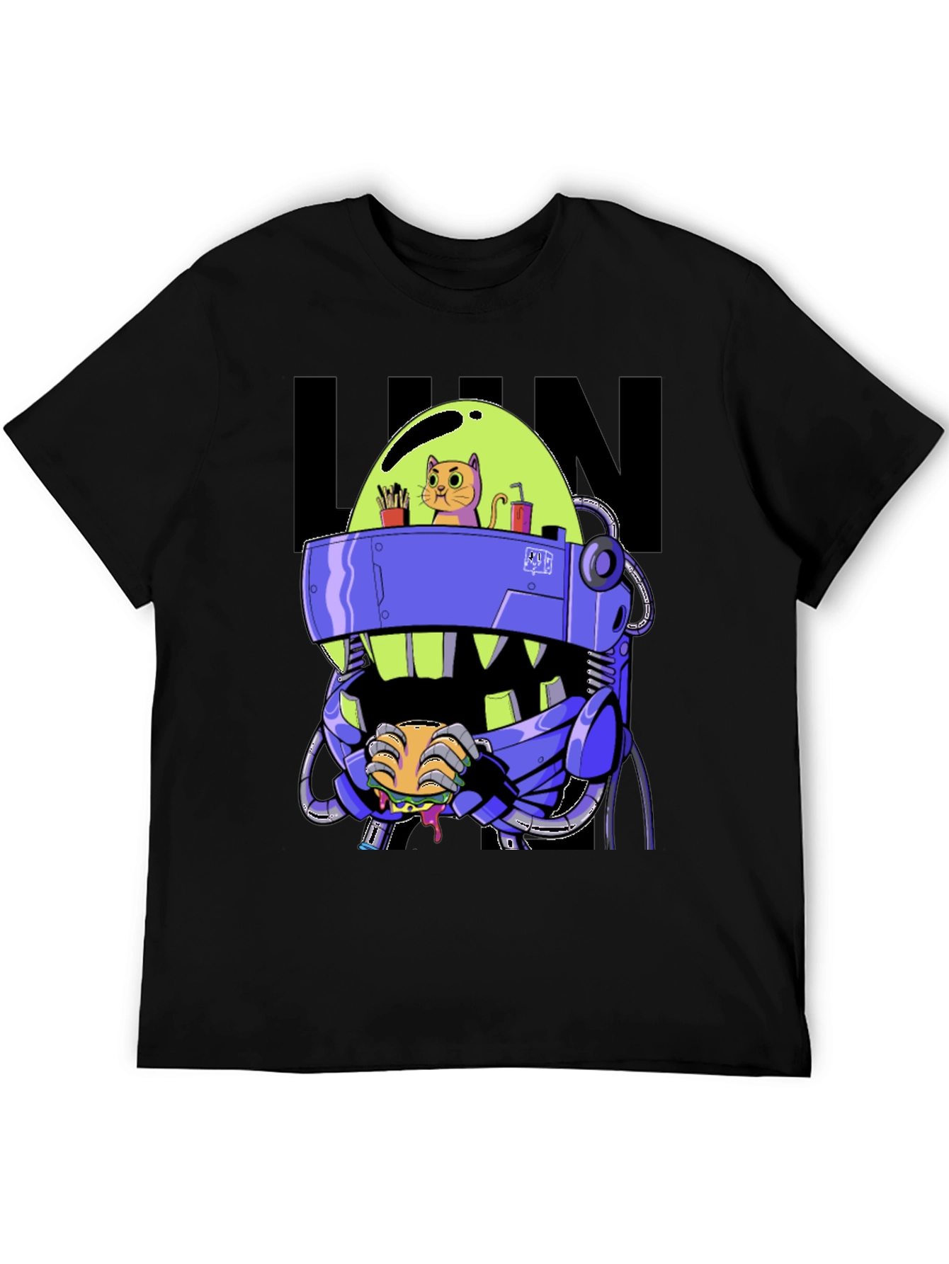 Robo Cat T-Shirt - Sci-Fi Burger Lover