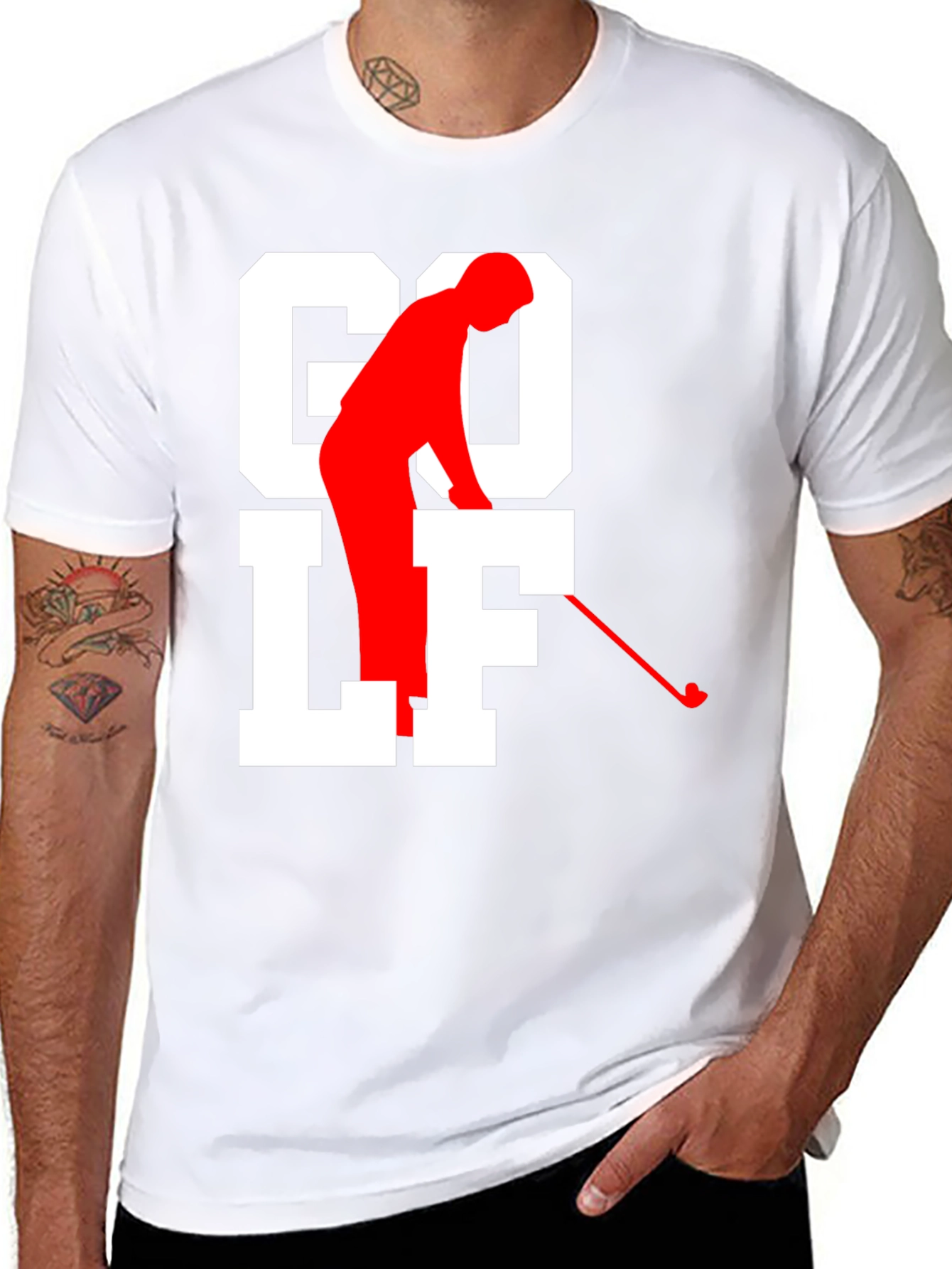 Golf Tee Black T-shirt - Golfer Silhouette