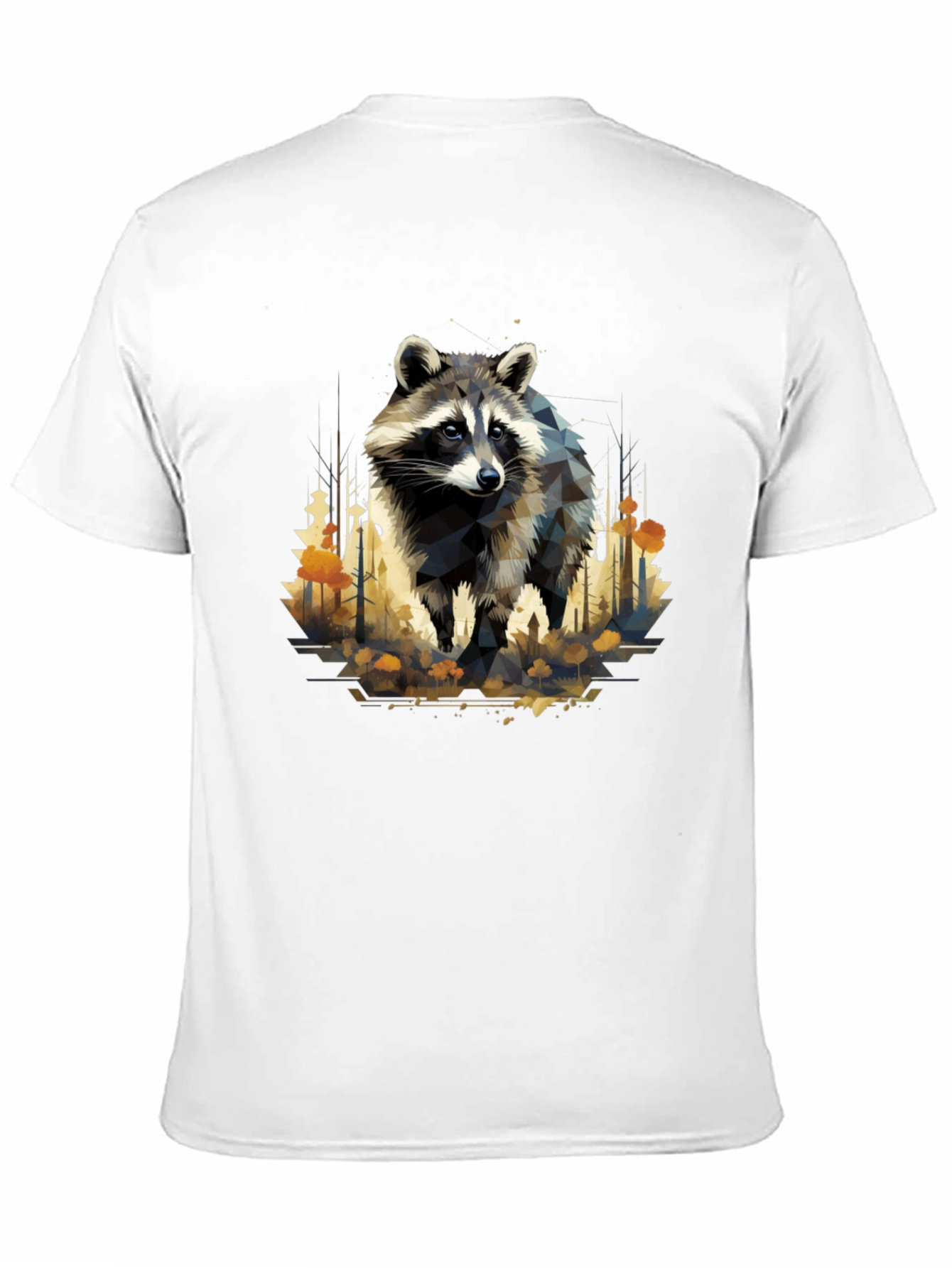 Geometric Raccoon Black T-Shirt