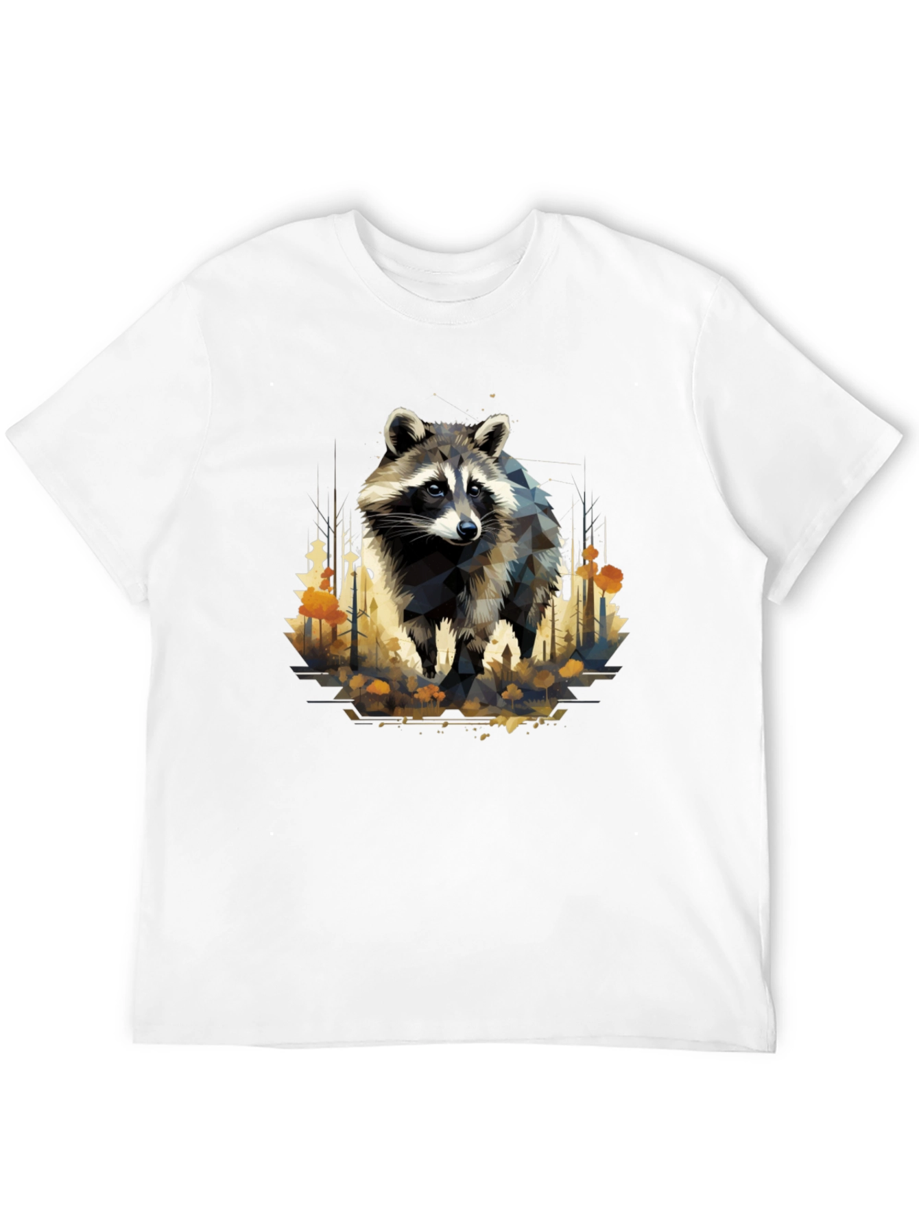 Geometric Raccoon Black T-Shirt