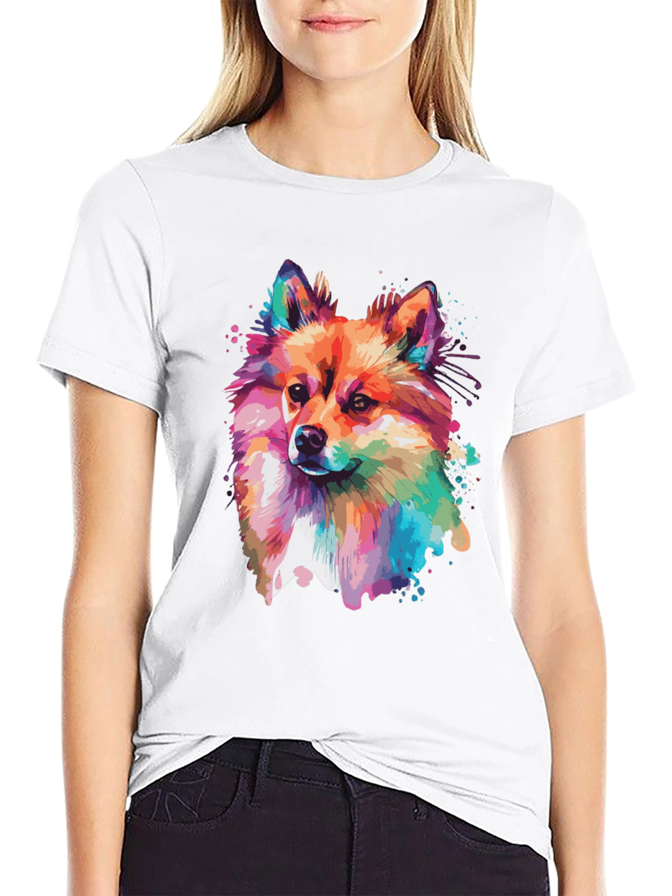 Dog Portrait Graphic Black T-Shirt