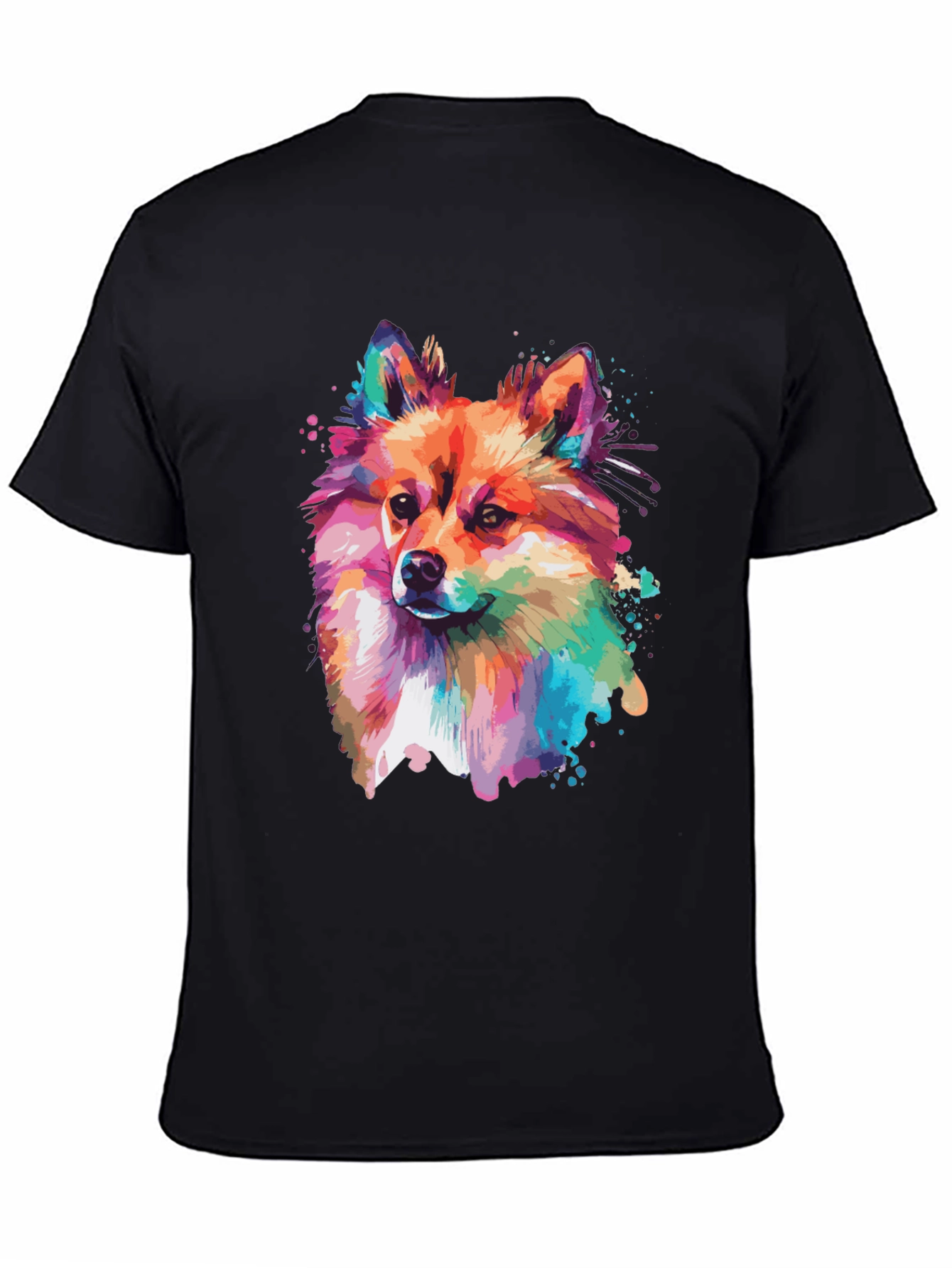 Dog Portrait Graphic Black T-Shirt