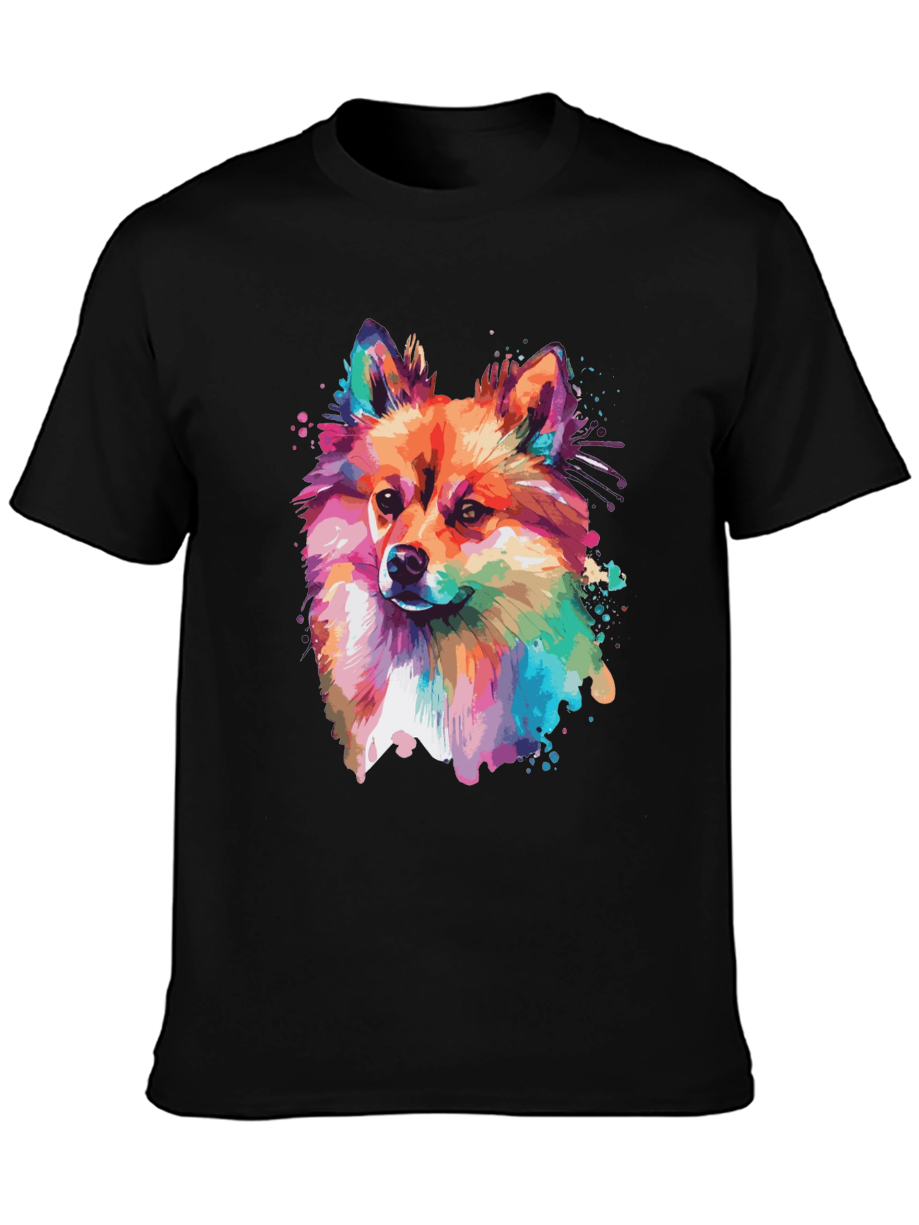 Dog Portrait Graphic Black T-Shirt